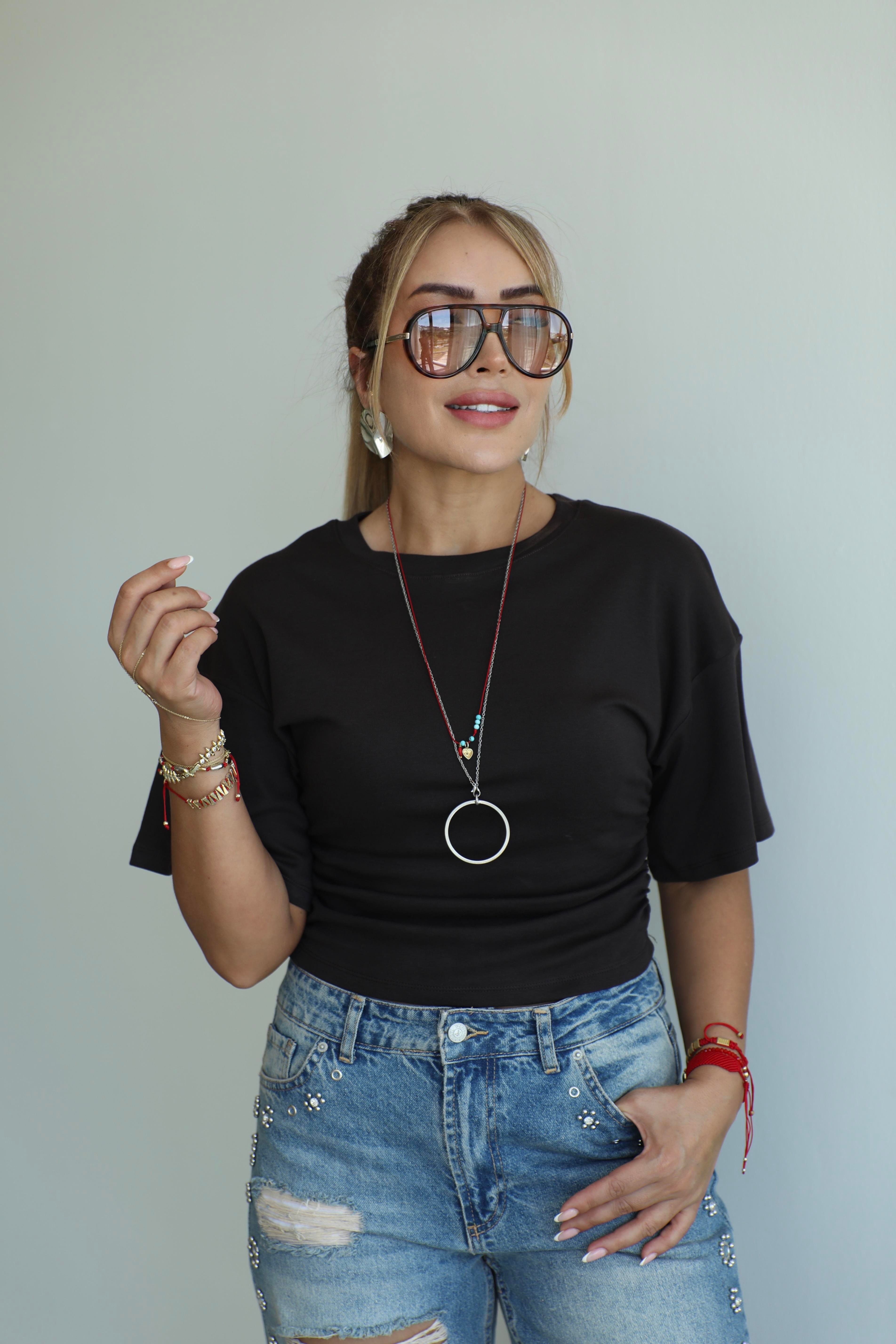 Kahve Büzgü Detaylı T-shirt