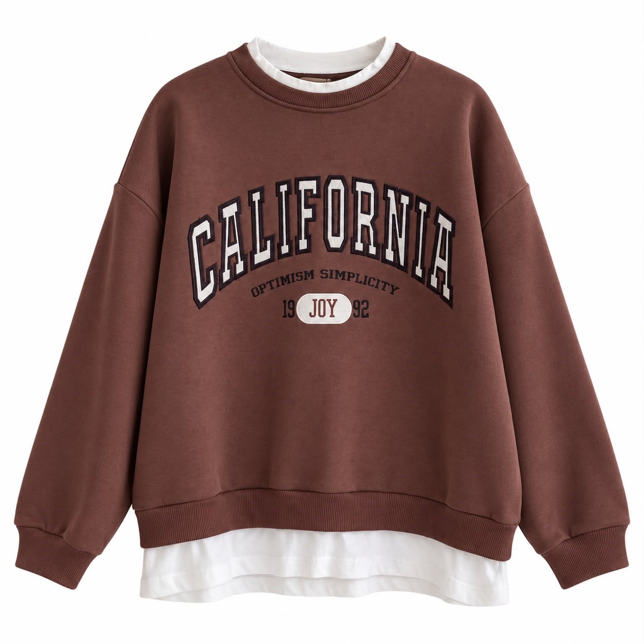 Kahve California Nakışlı Sweat