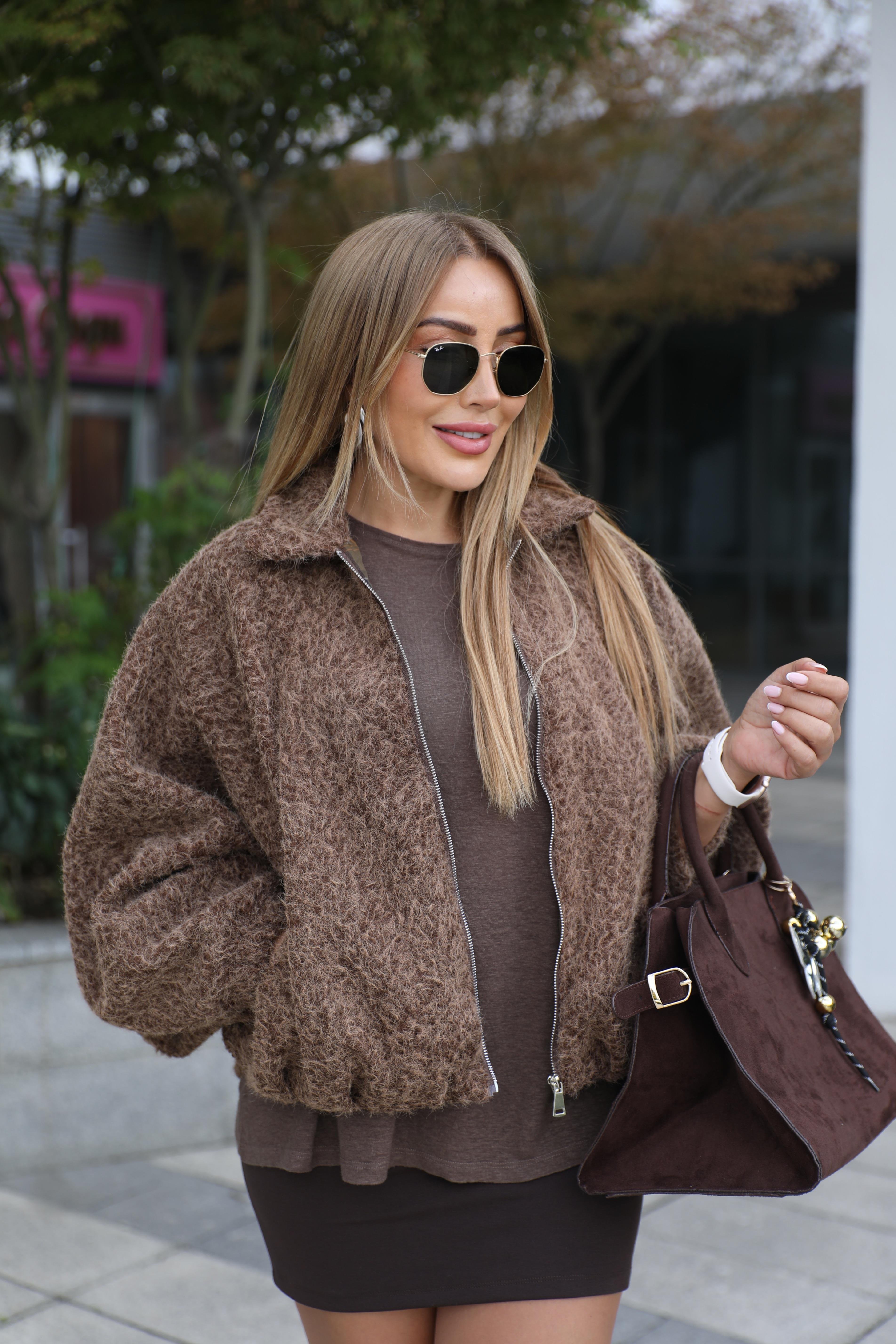 Kahve Kırçıllı Kaşe Ceket