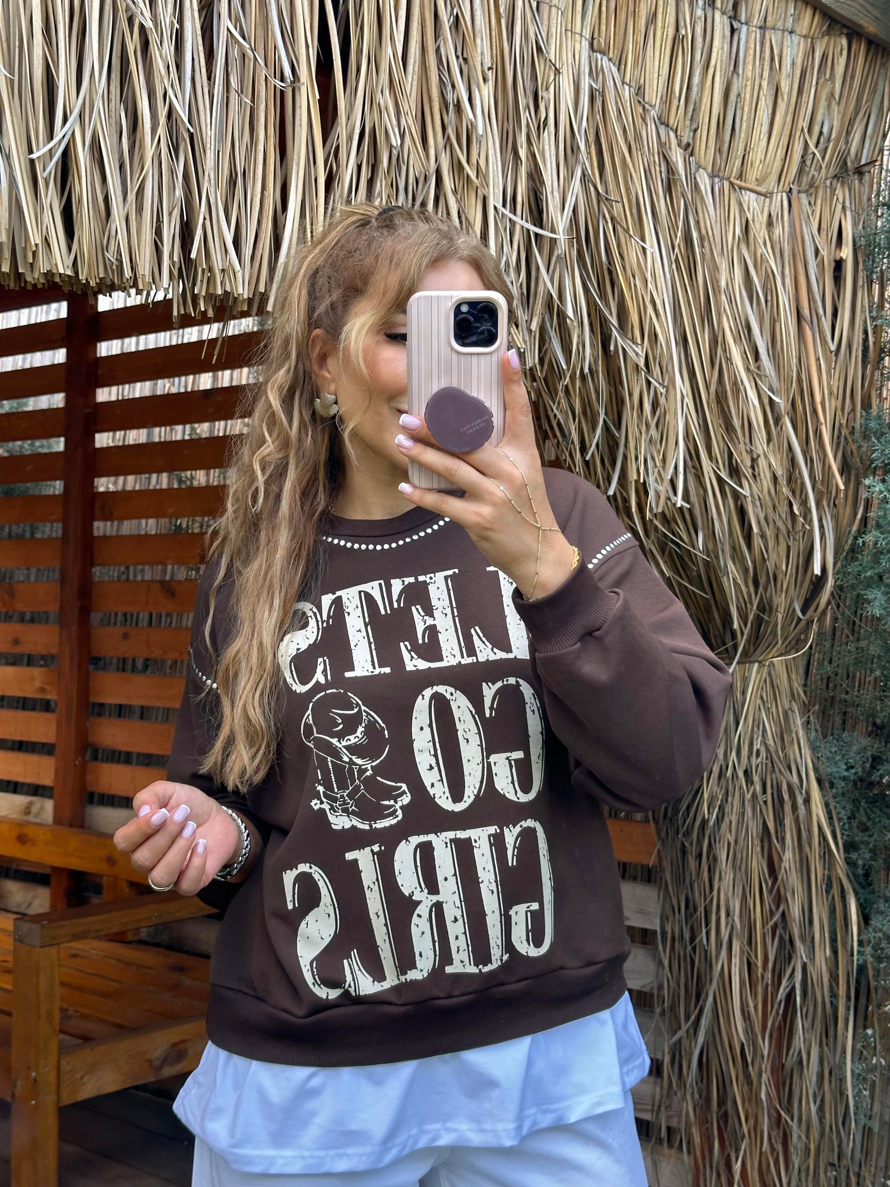 Kahve Lets Basic Detay Sweat