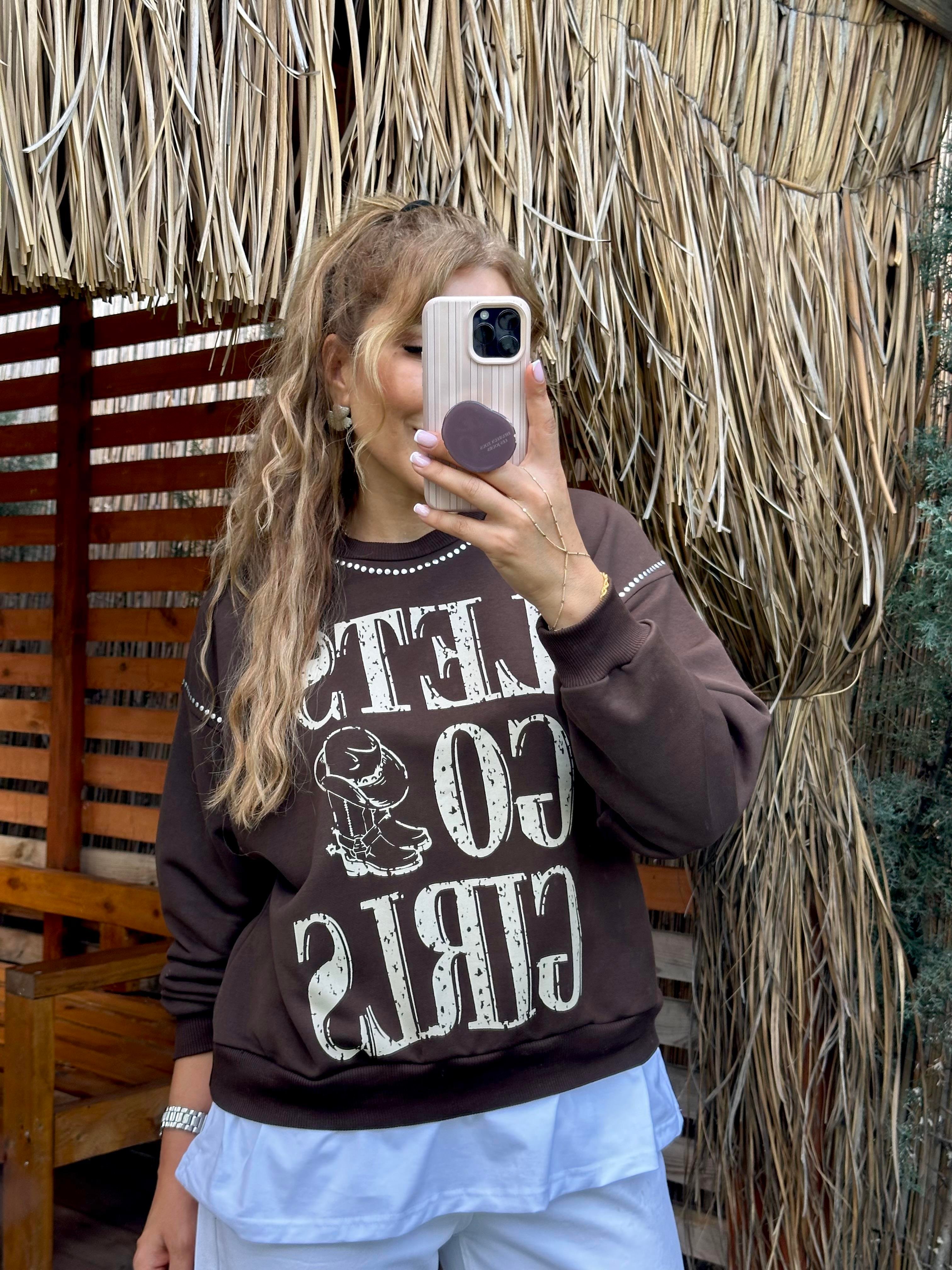 Kahve Lets Basic Detay Sweat