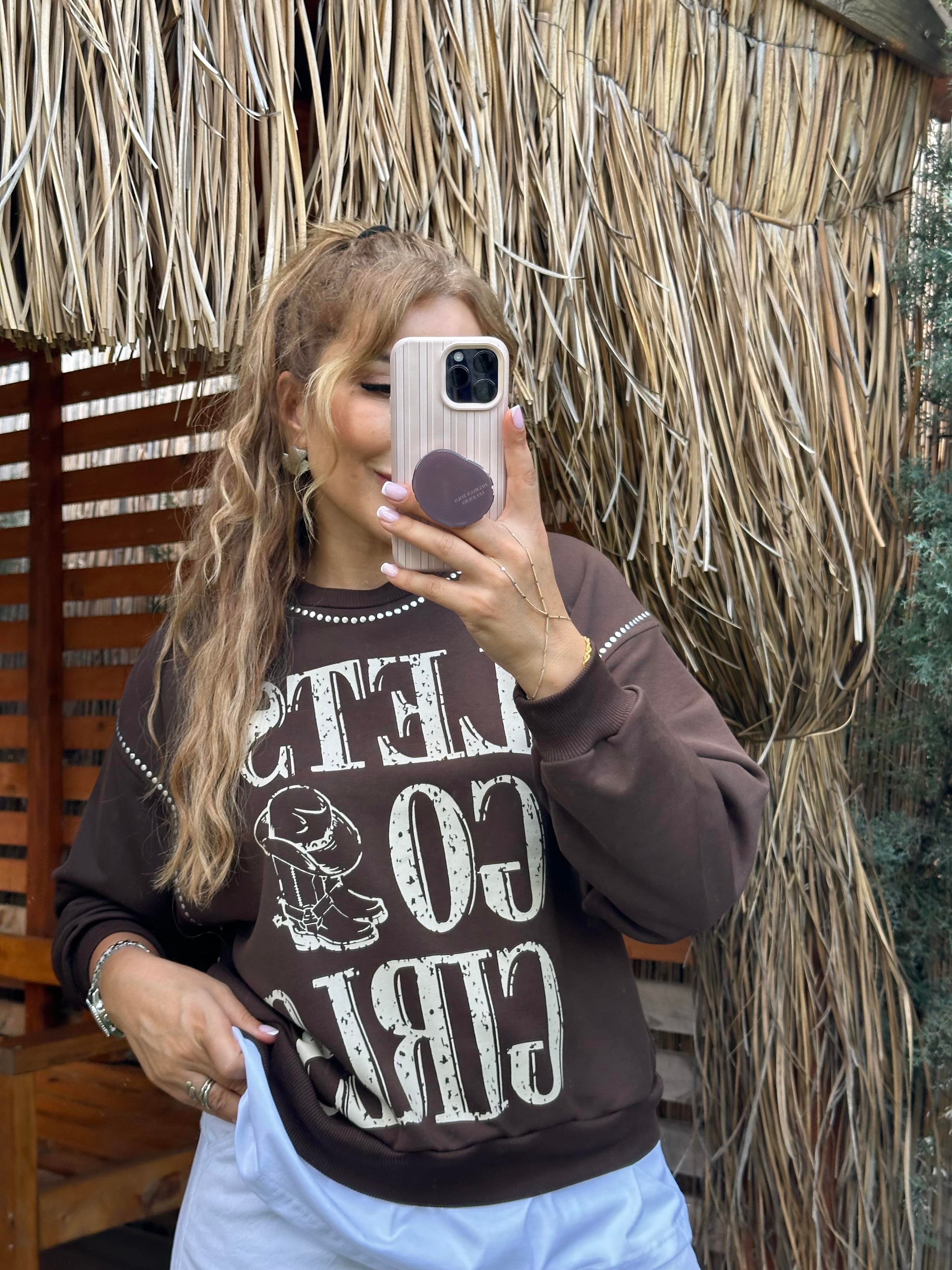 Kahve Lets Basic Detay Sweat