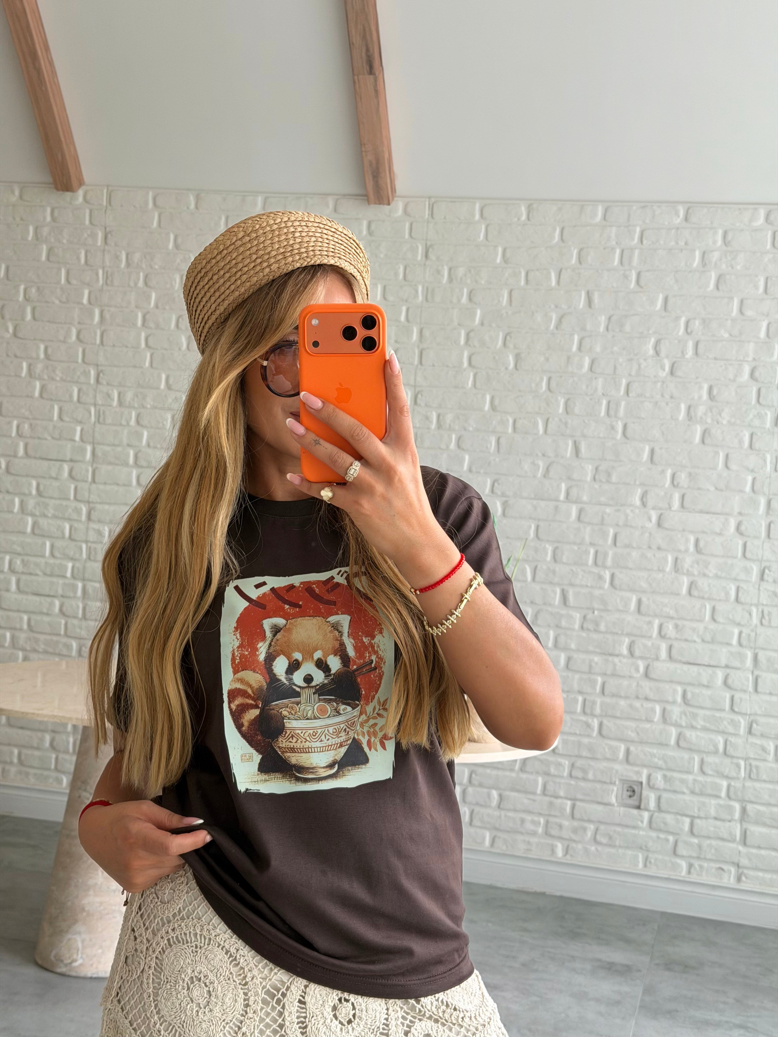 Kahve Ön Baskılı T-shirt 