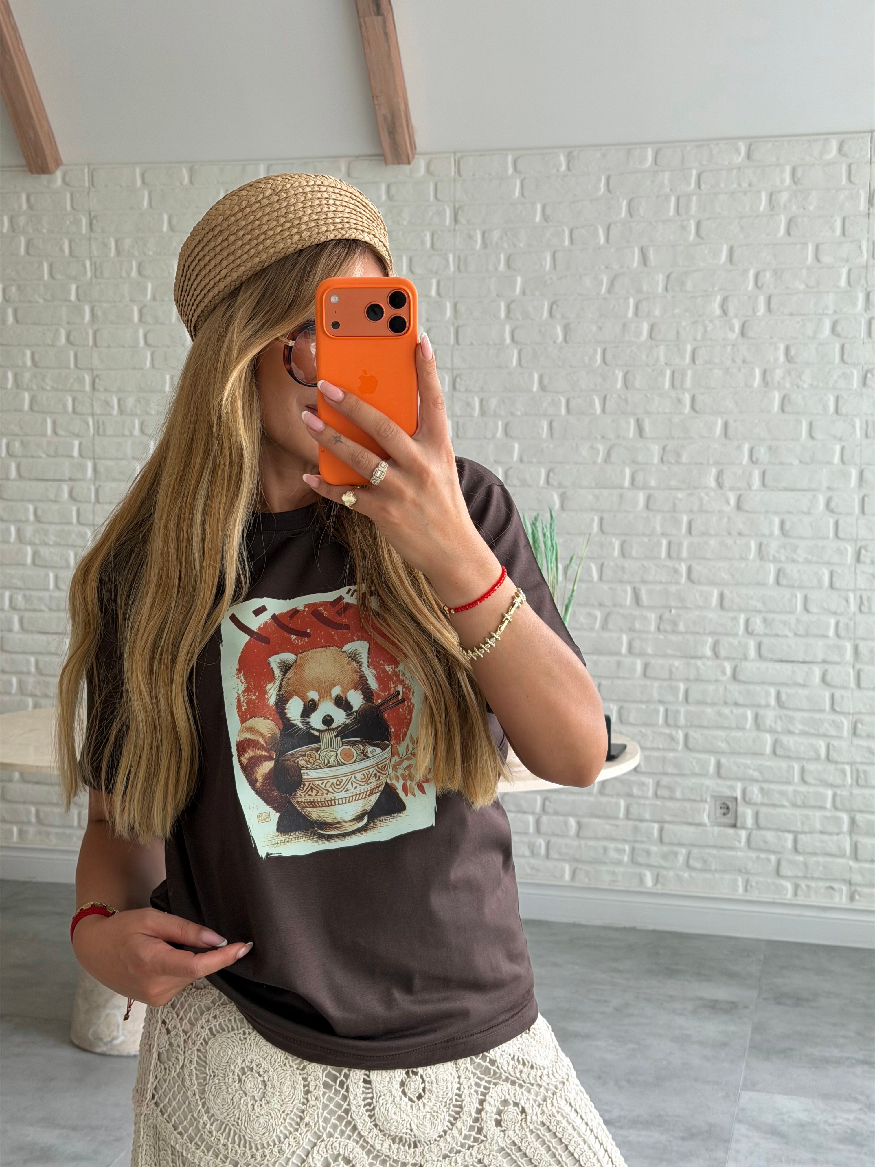 Kahve Ön Baskılı T-shirt 