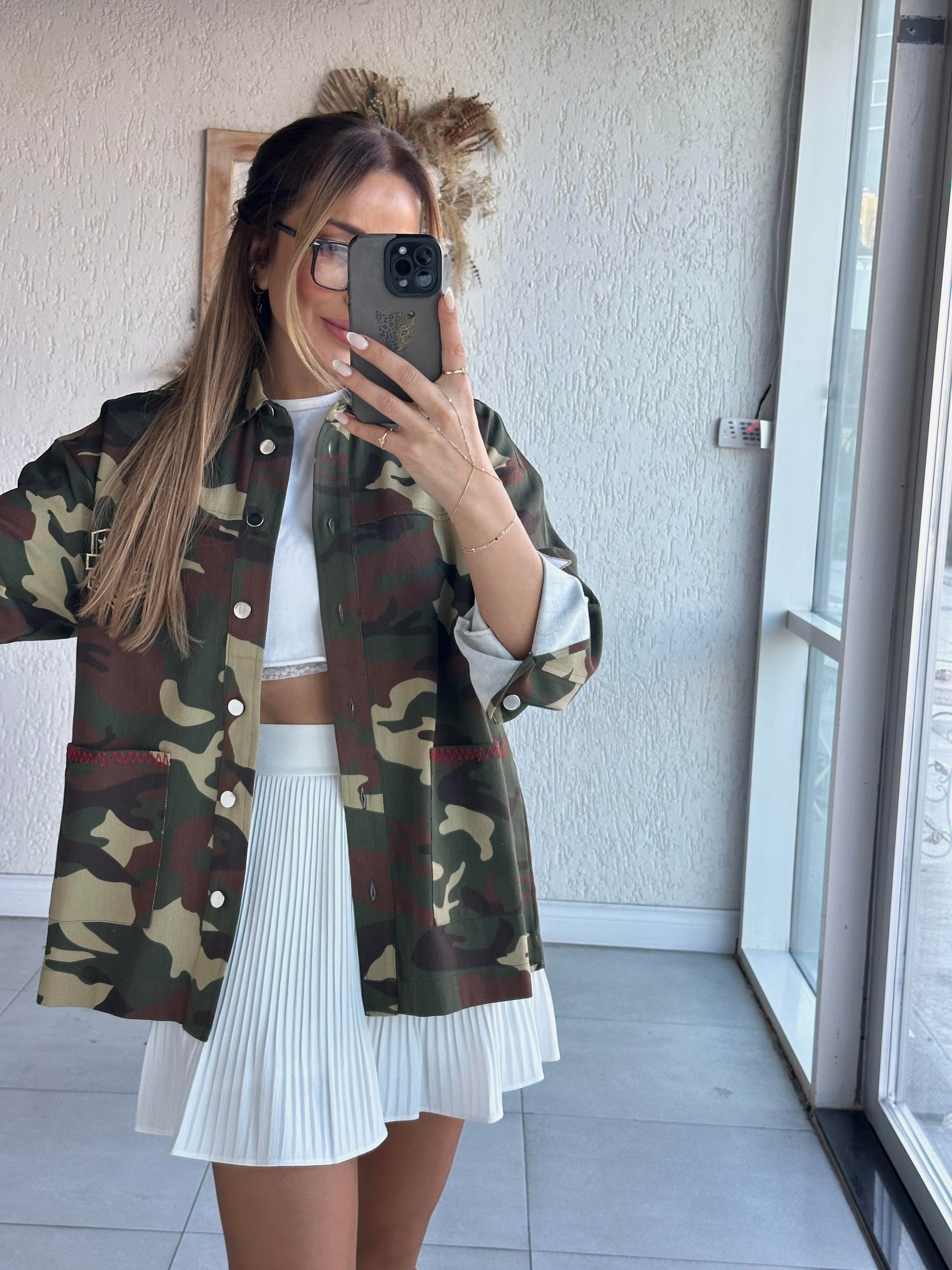 Kamuflaj Desen Oversize Ceket
