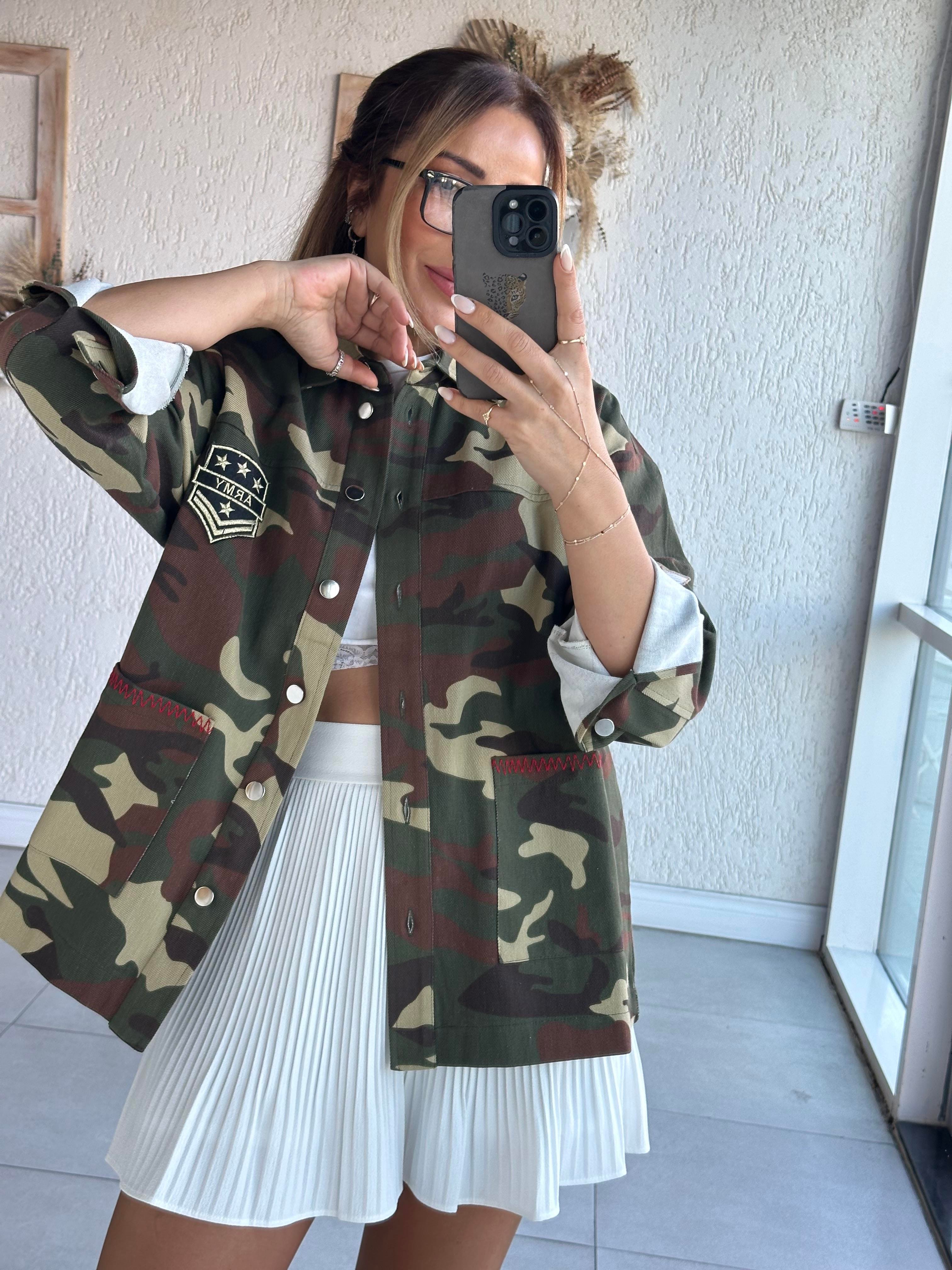 Kamuflaj Desen Oversize Ceket