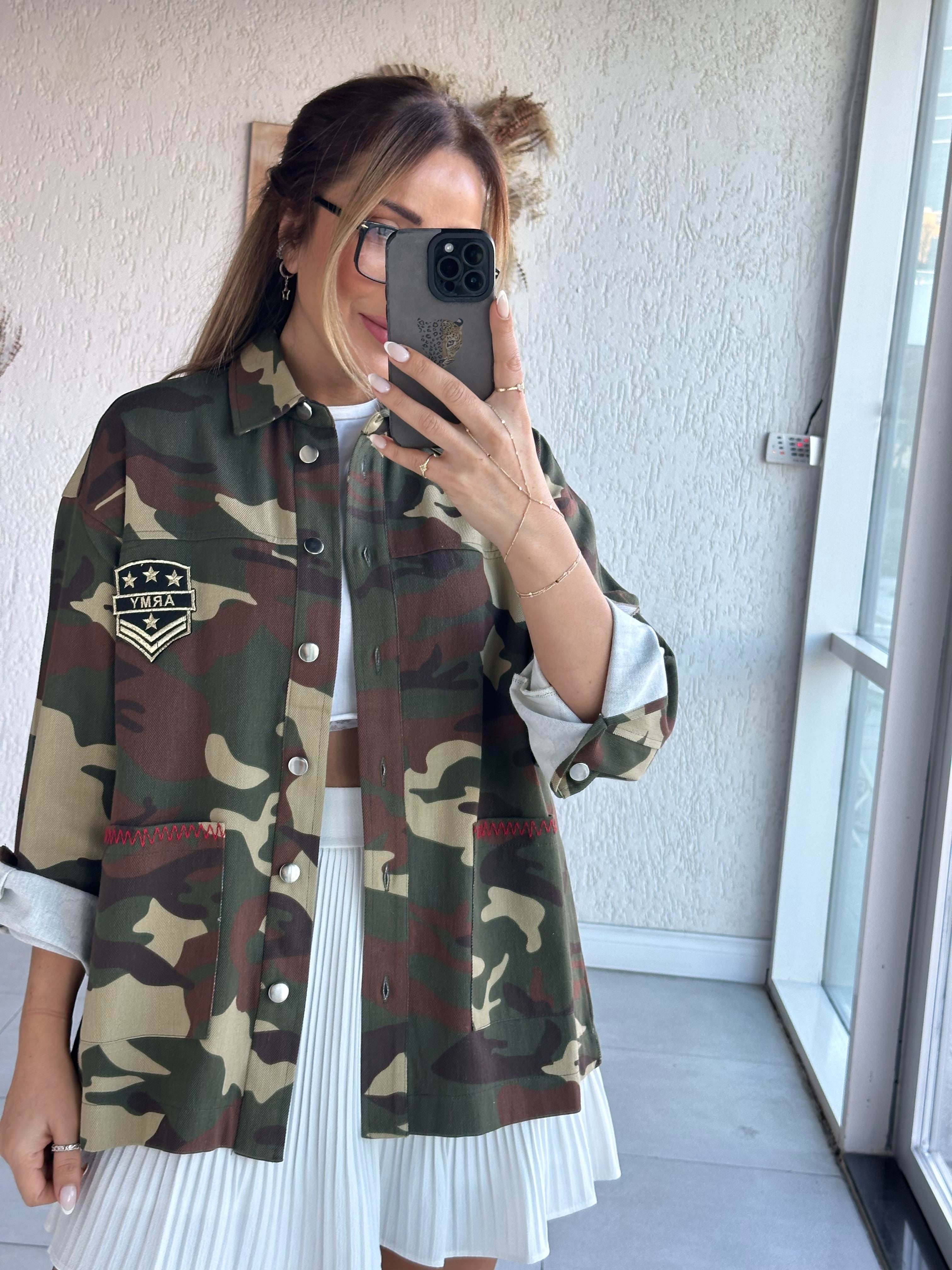 Kamuflaj Desen Oversize Ceket