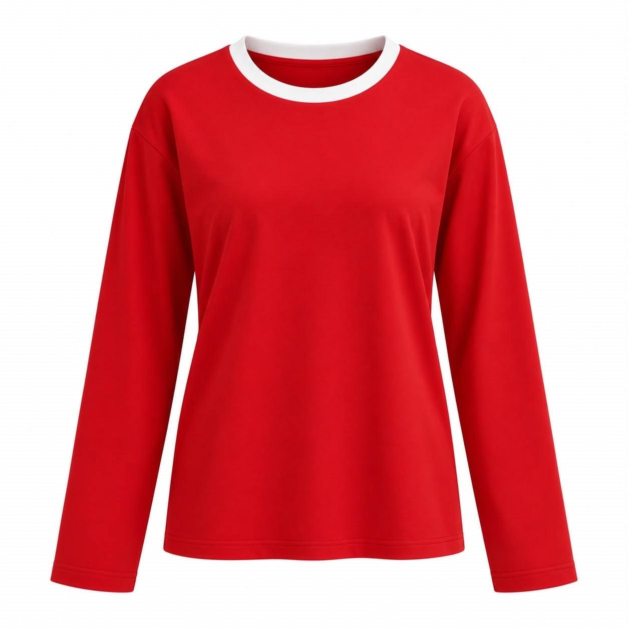Kırmızı Beyaz Biyeli Basic T-shirt