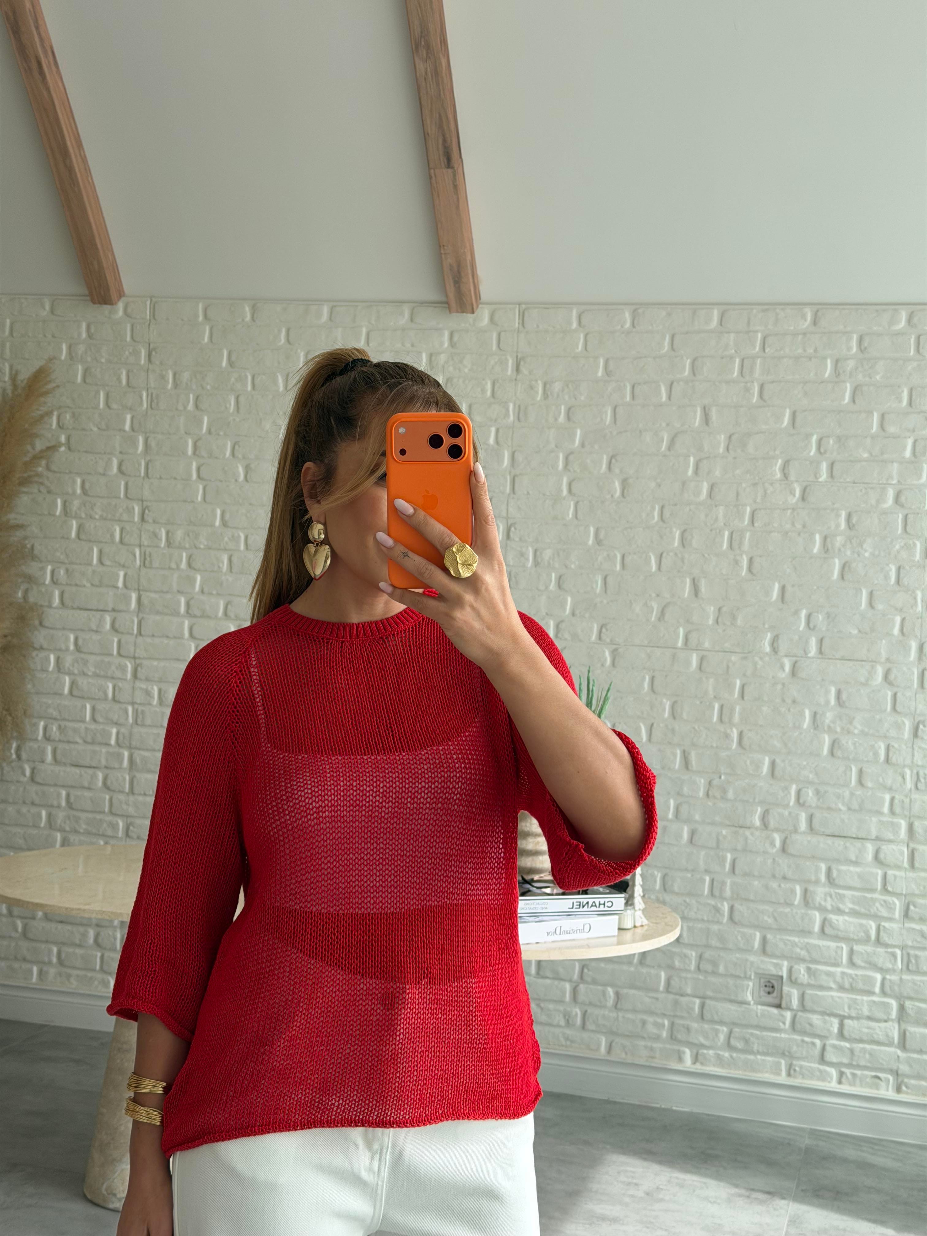 Kırmızı Bisiklet Yaka Triko