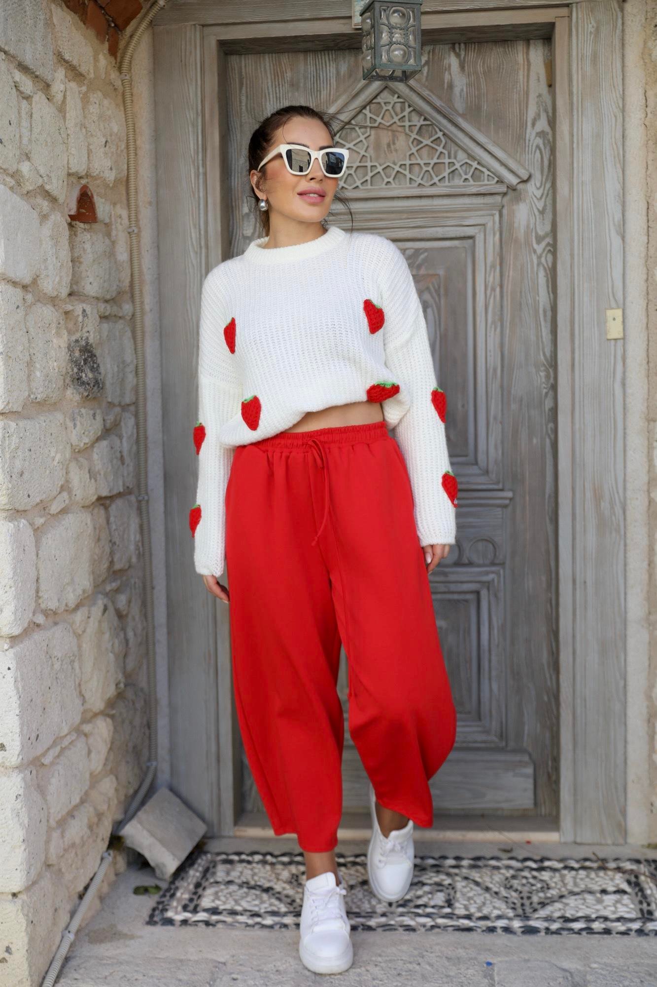 Kırmızı Şalvar Model Pantolon 