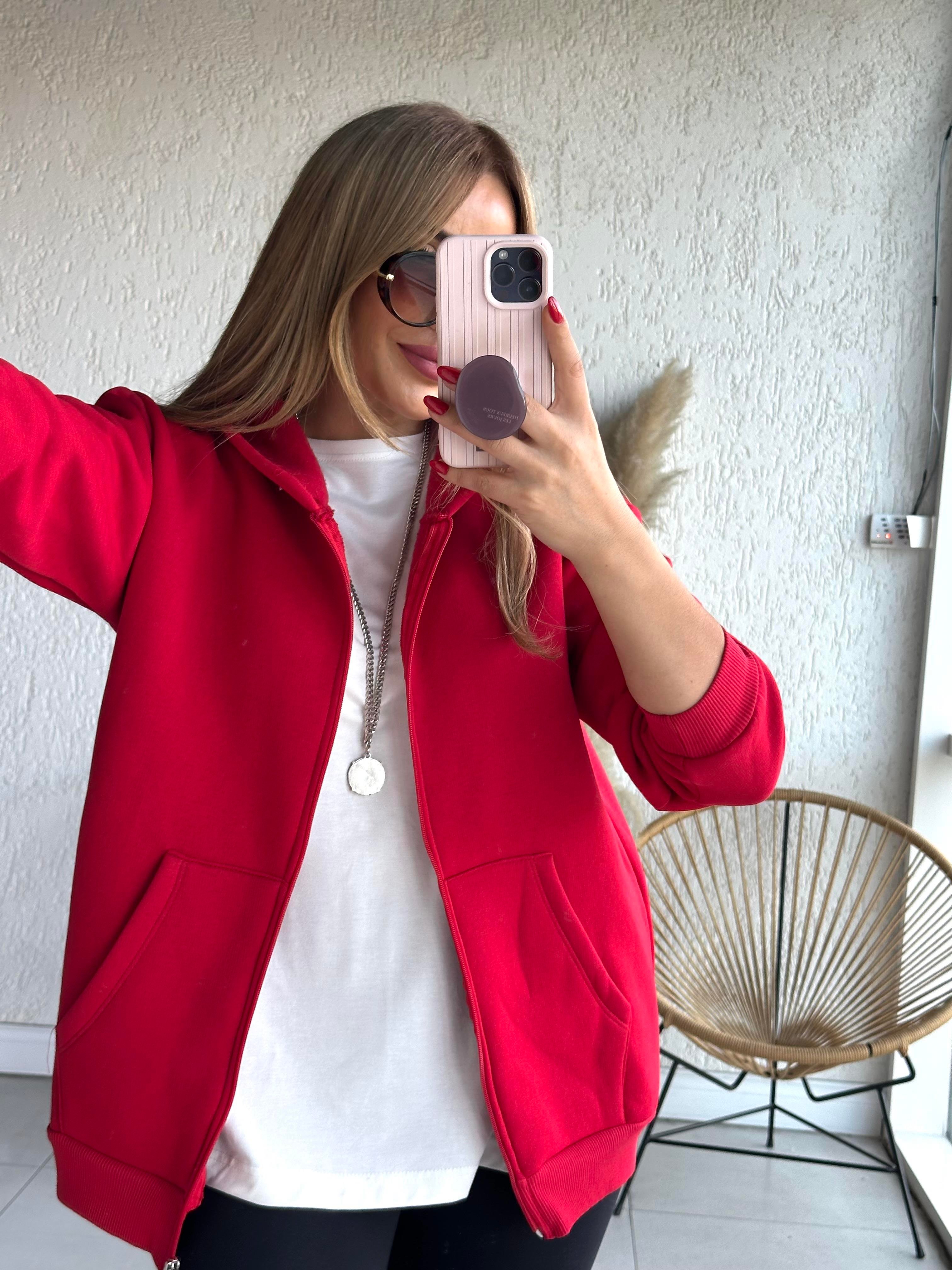 Kırmızı Sweat Hırka