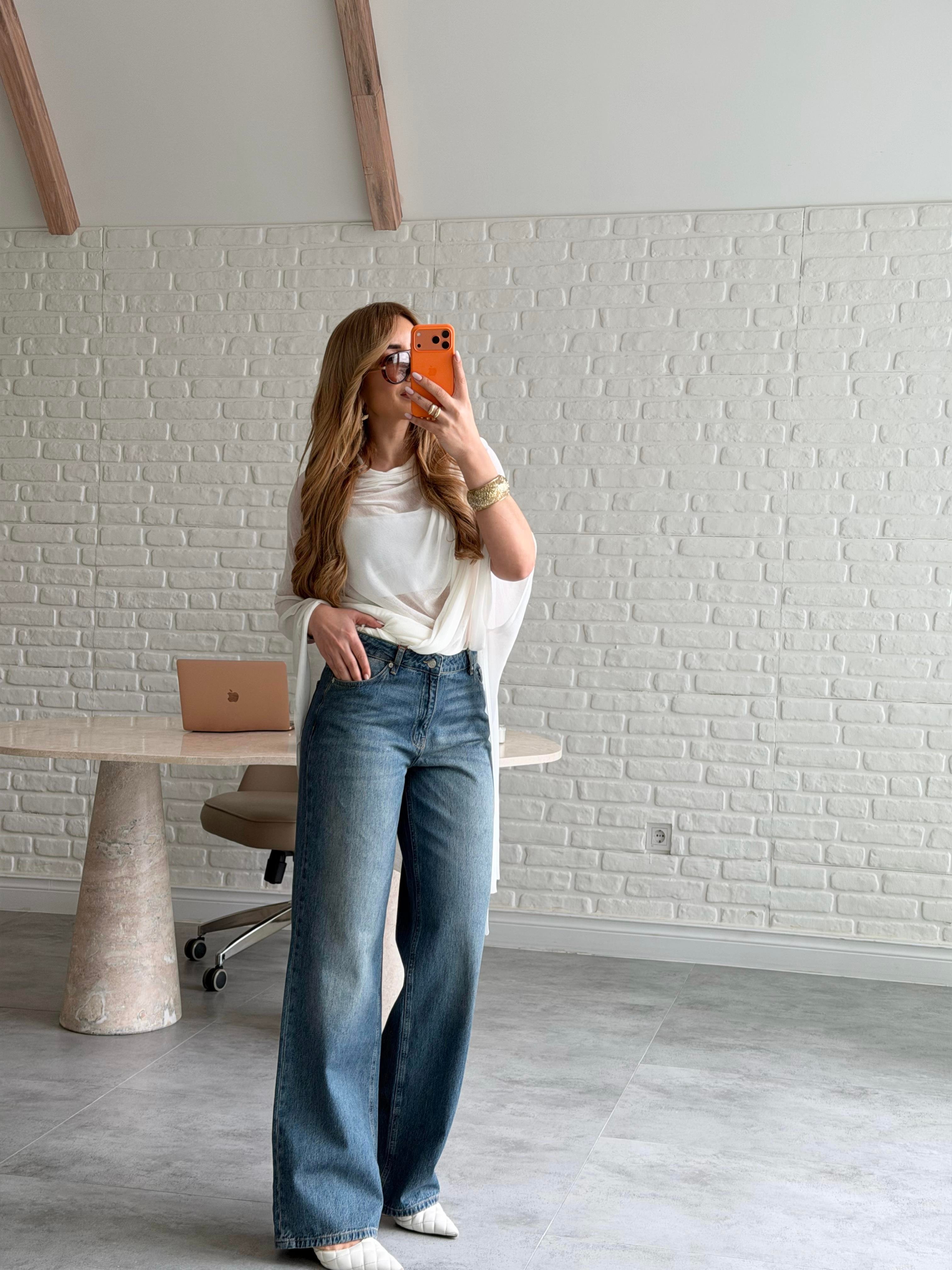 Koyu Mavi Yıkamalı Baggy Jean
