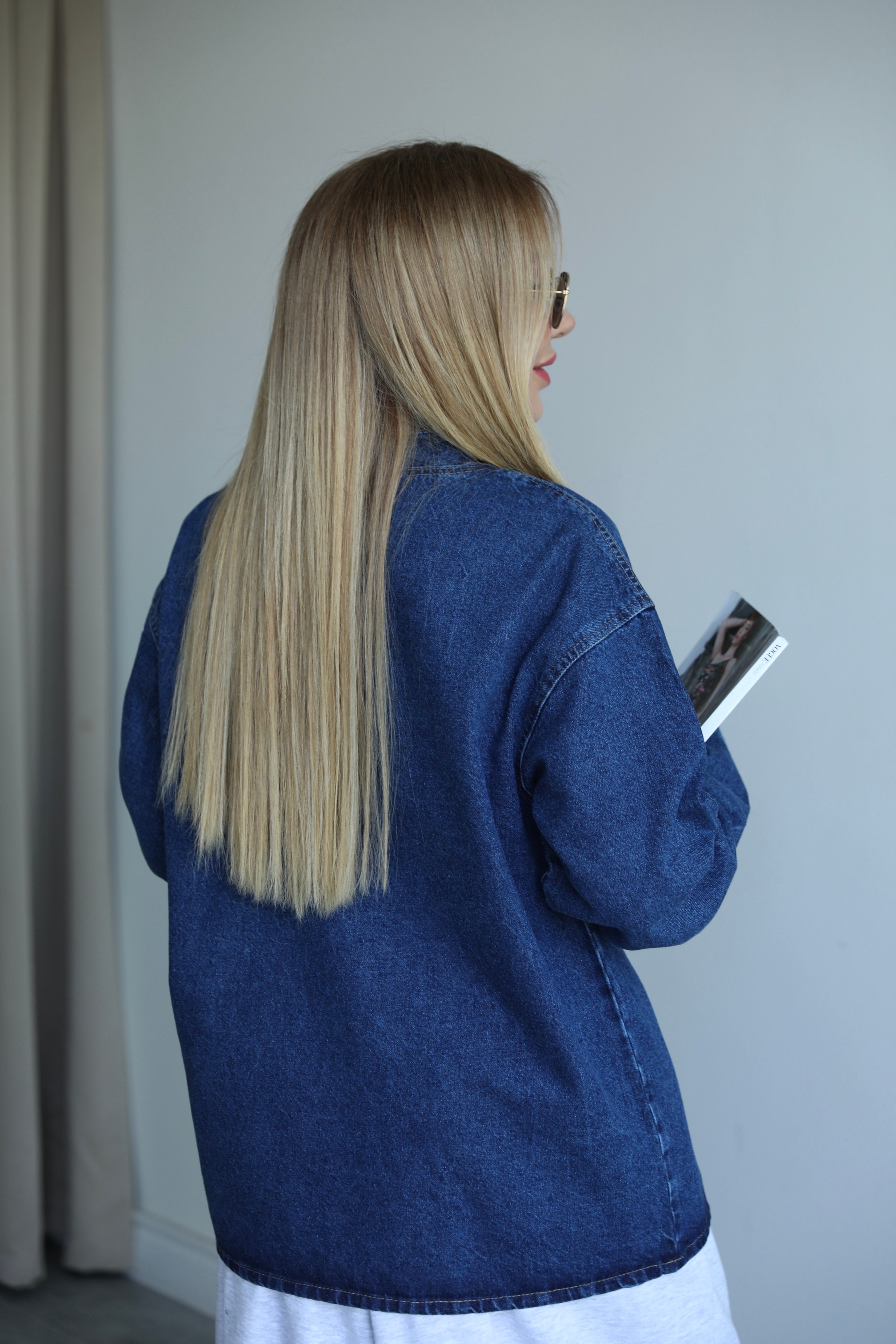 Lacivert Balıkçı Denim Cepli Sweat