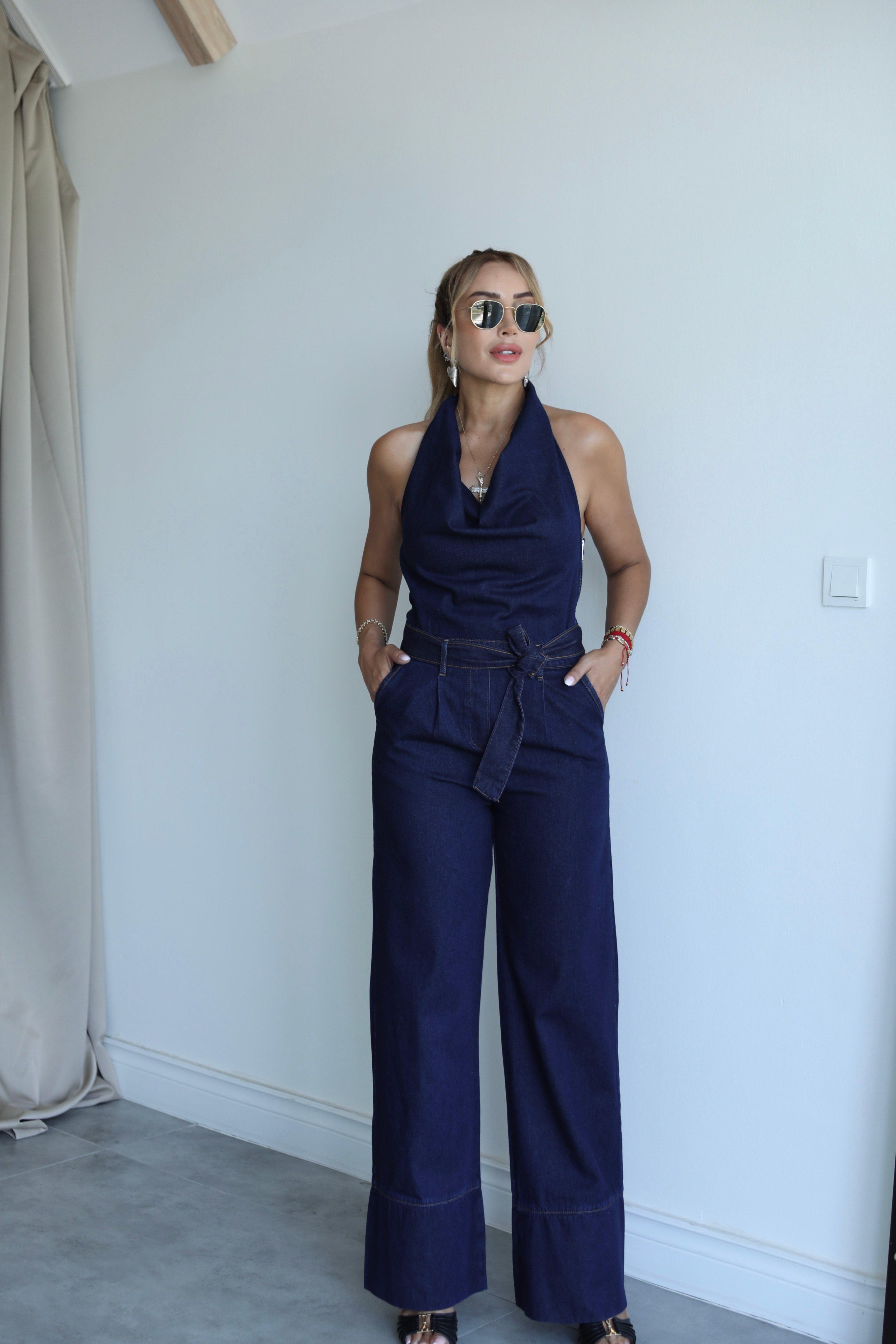 Lacivert Denim Muadil Tulum