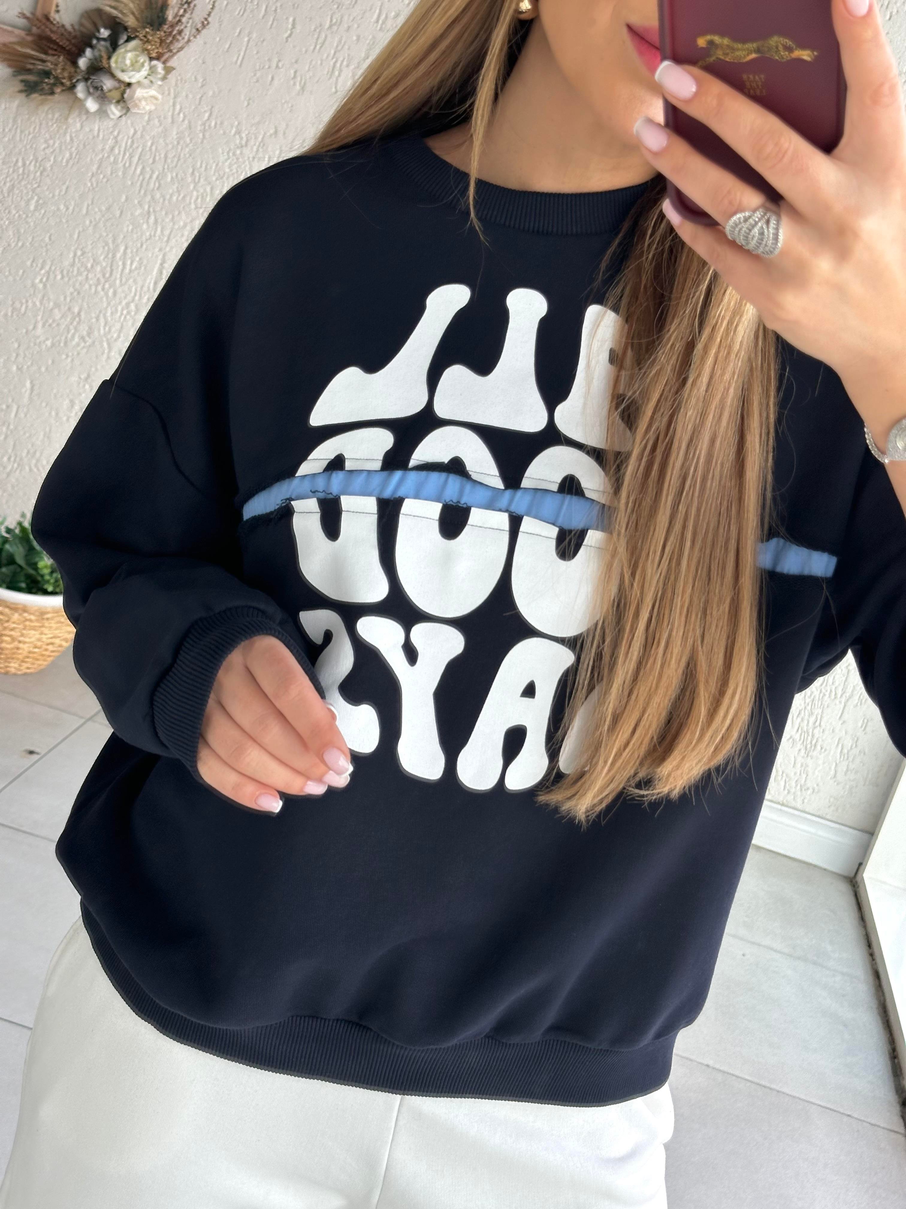Lacivert Detaylı Sweat