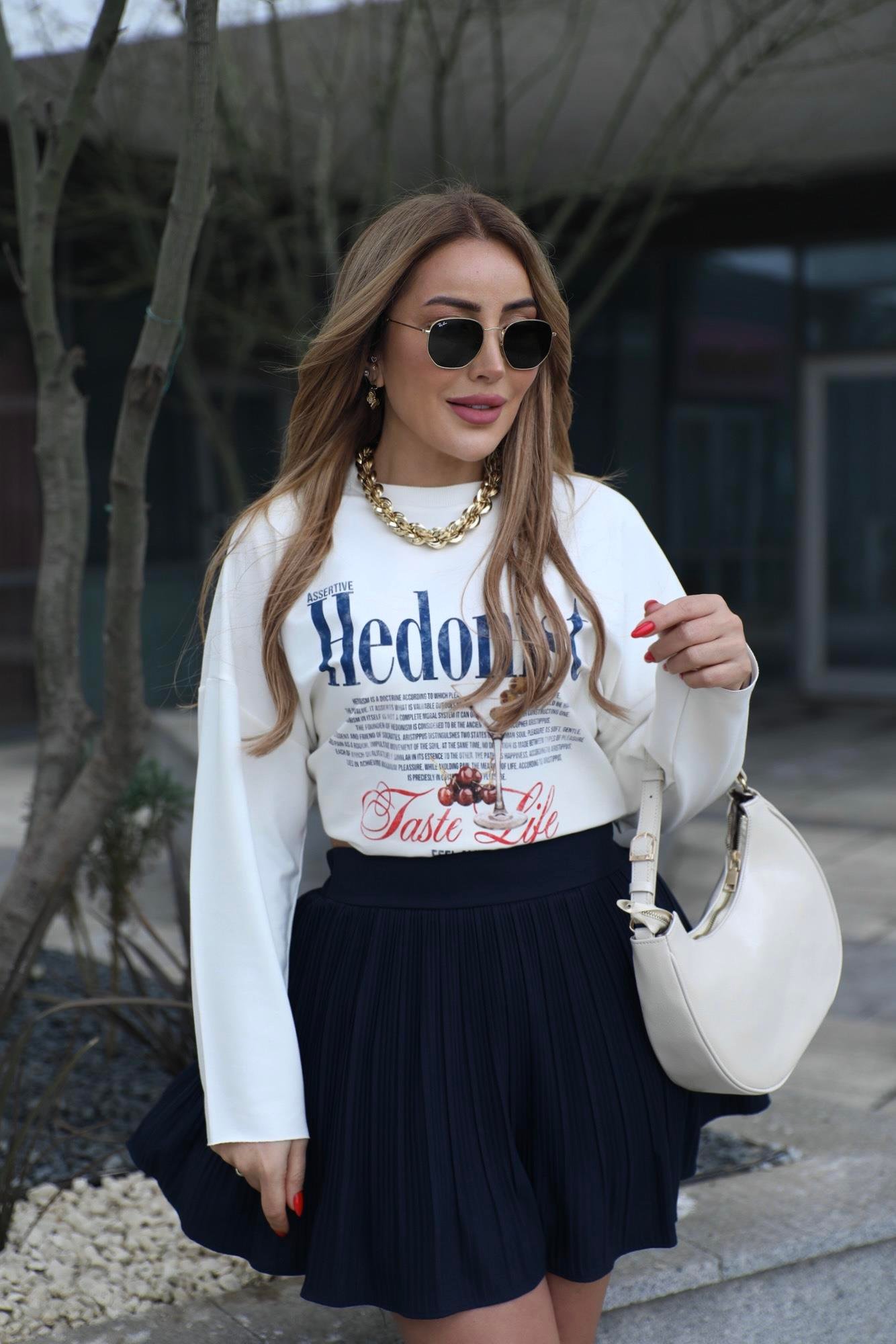 Lacivert Piliseli Şort Etek