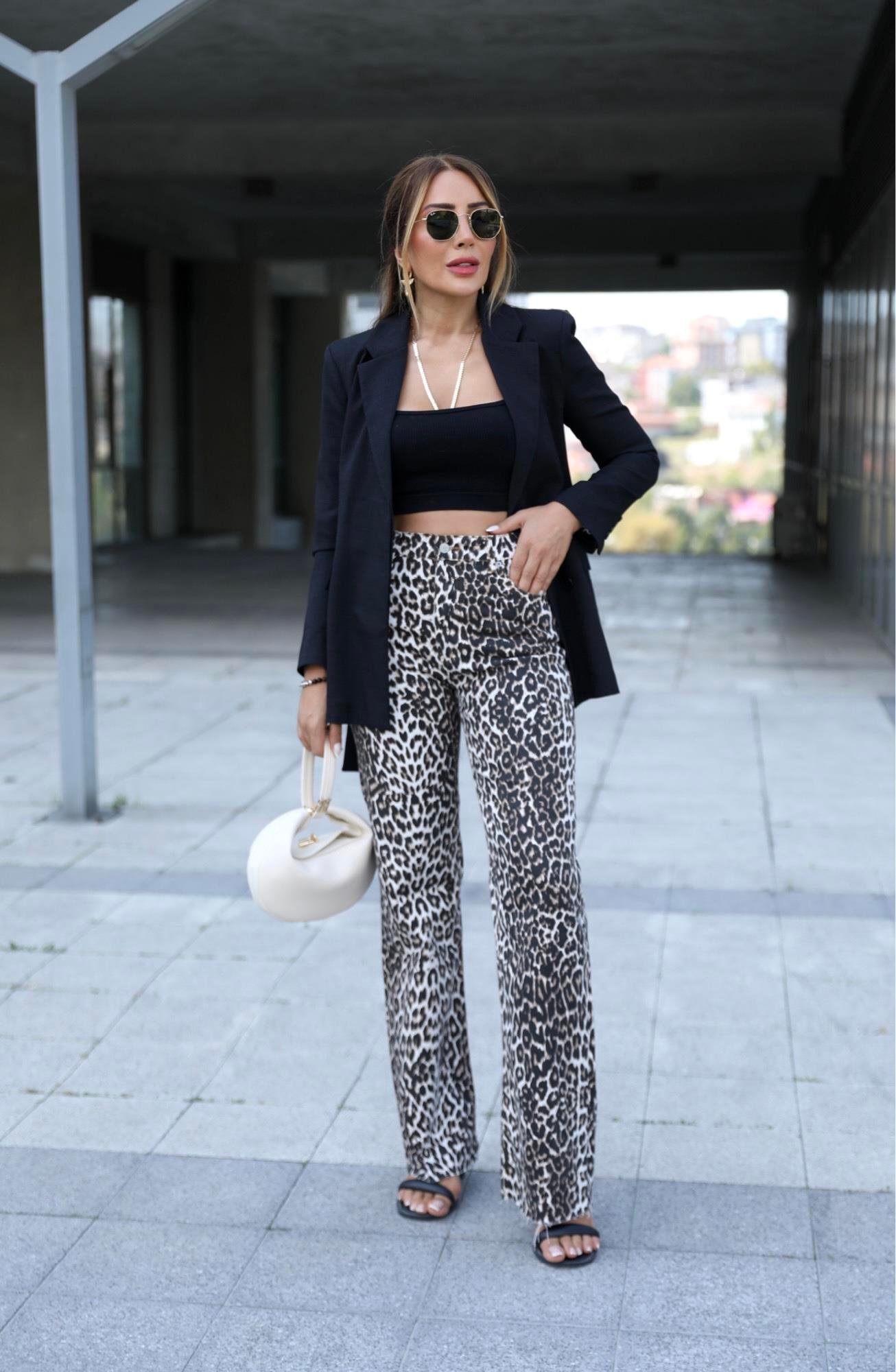 Leopar Desenli Denim