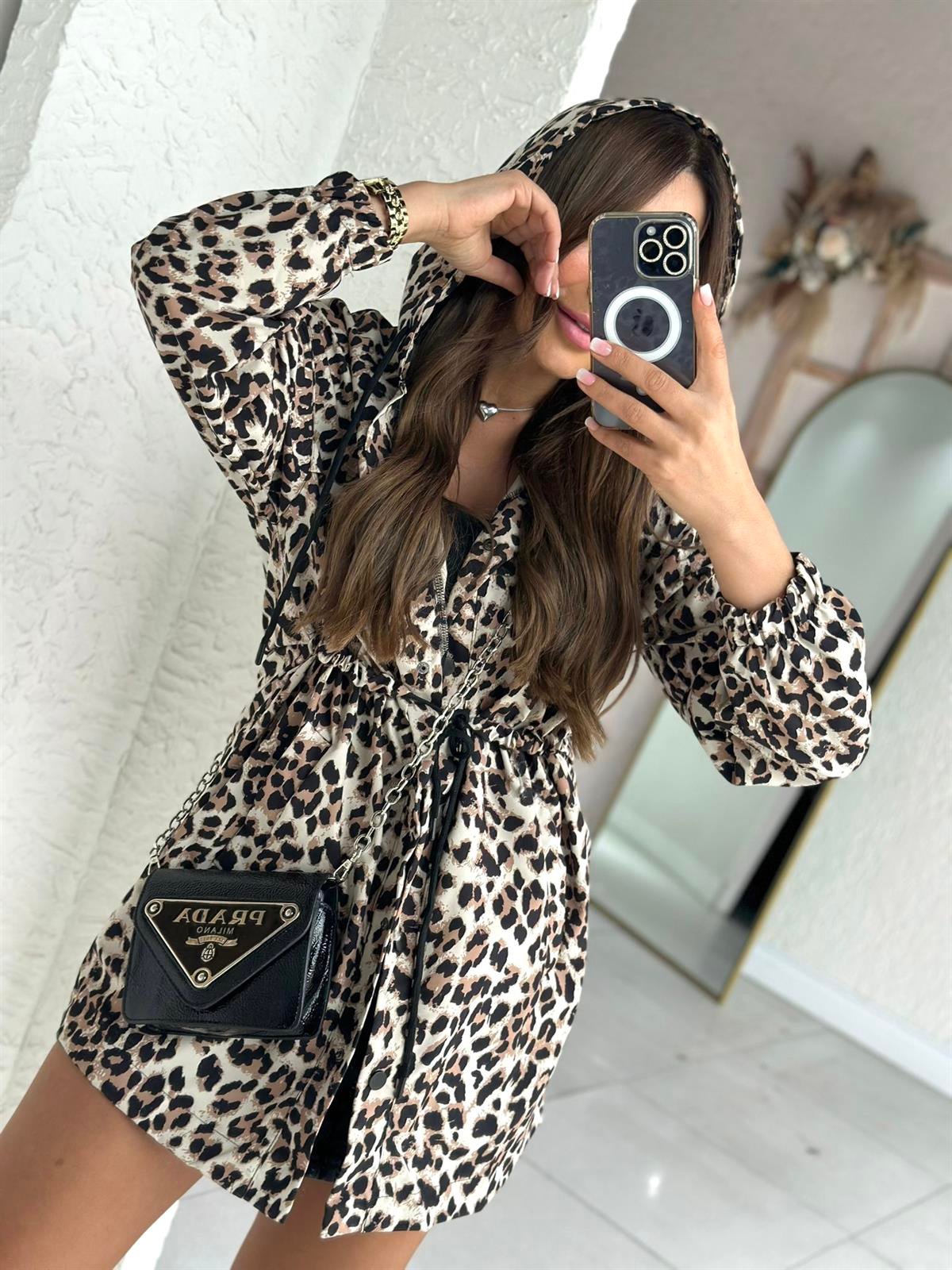 Leopar Desenli İthal Trenç