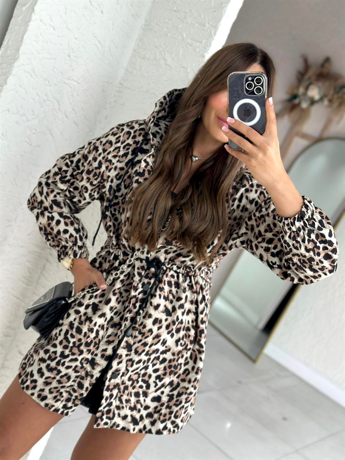 Leopar Desenli İthal Trenç