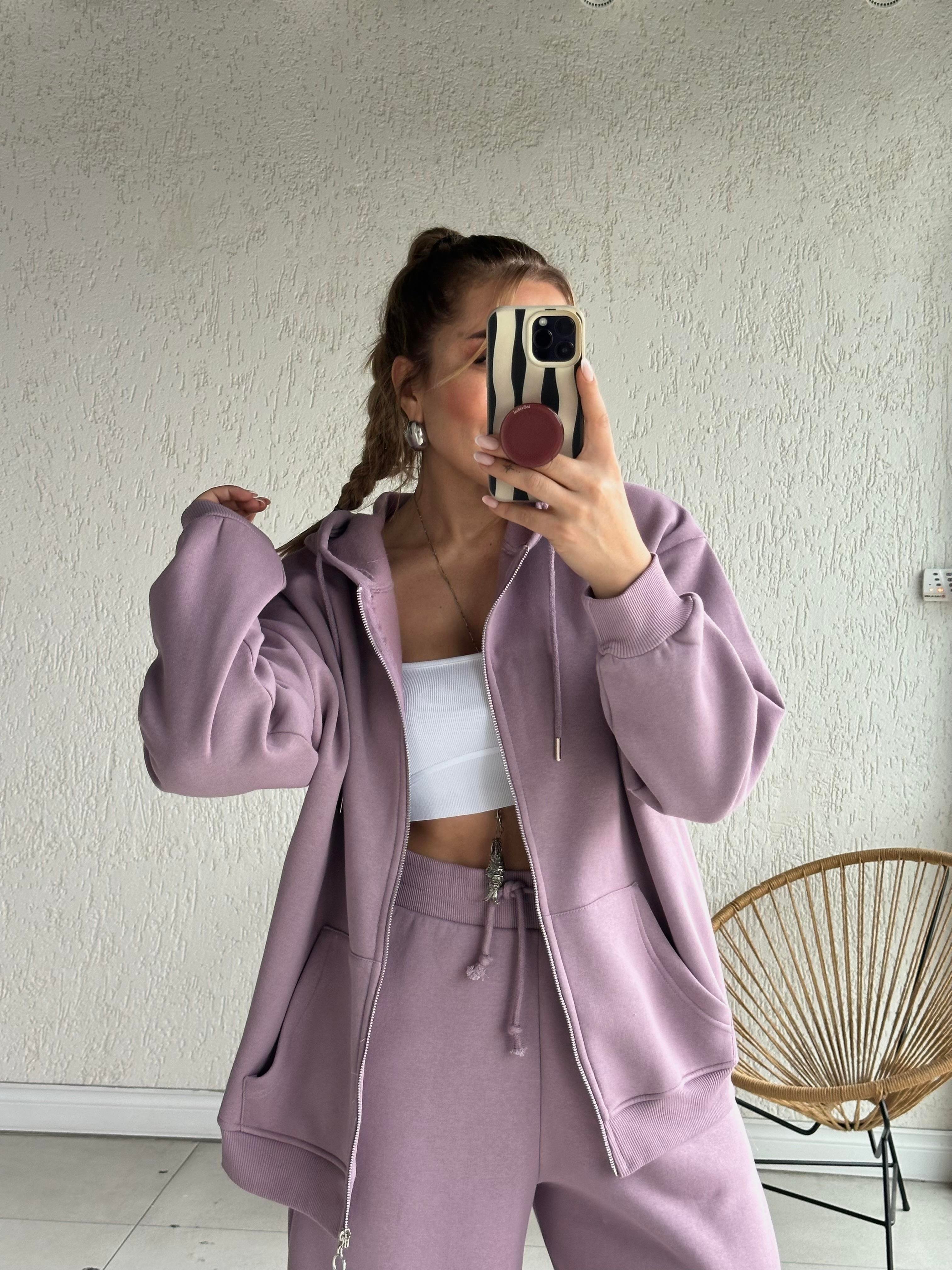 Lila Salaş Sweat Hırka 