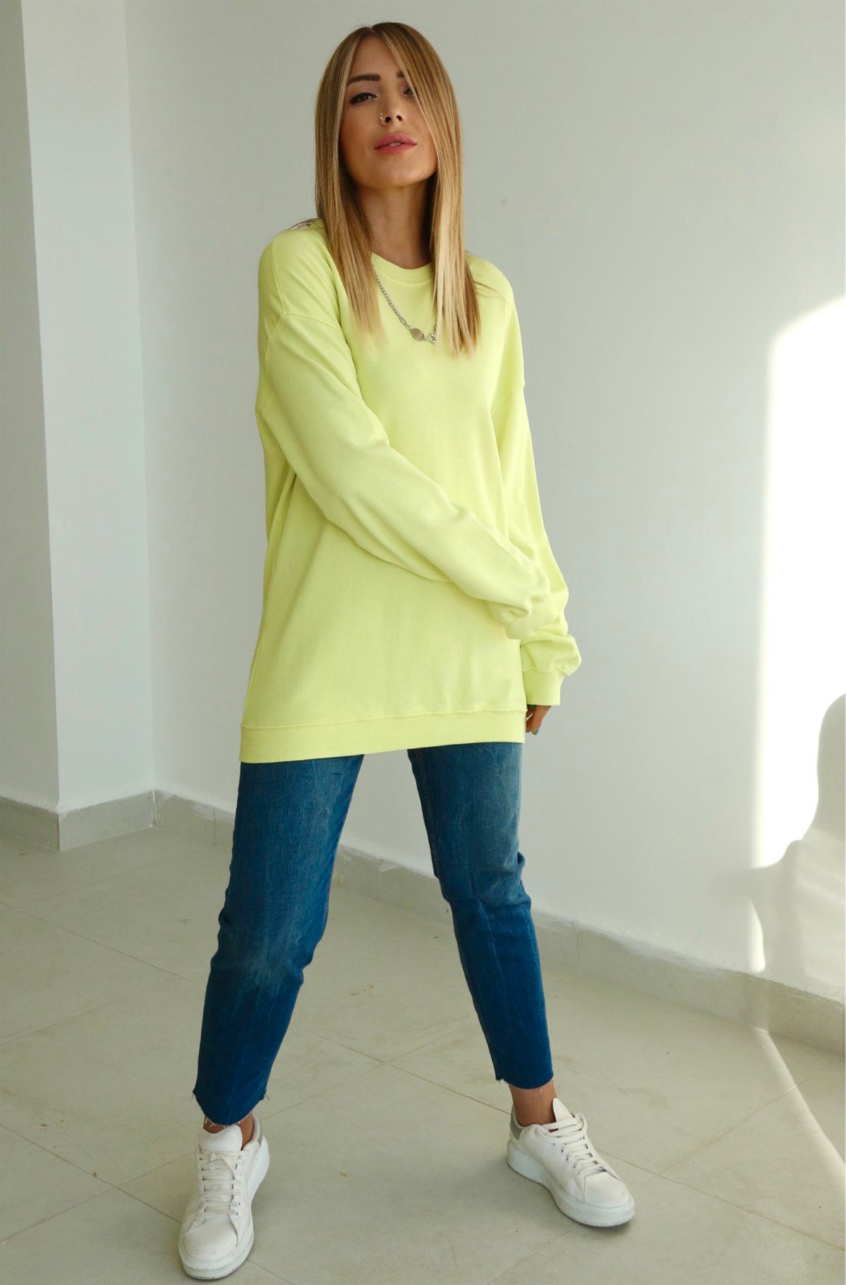 Limon Sarısı Basic Sweat