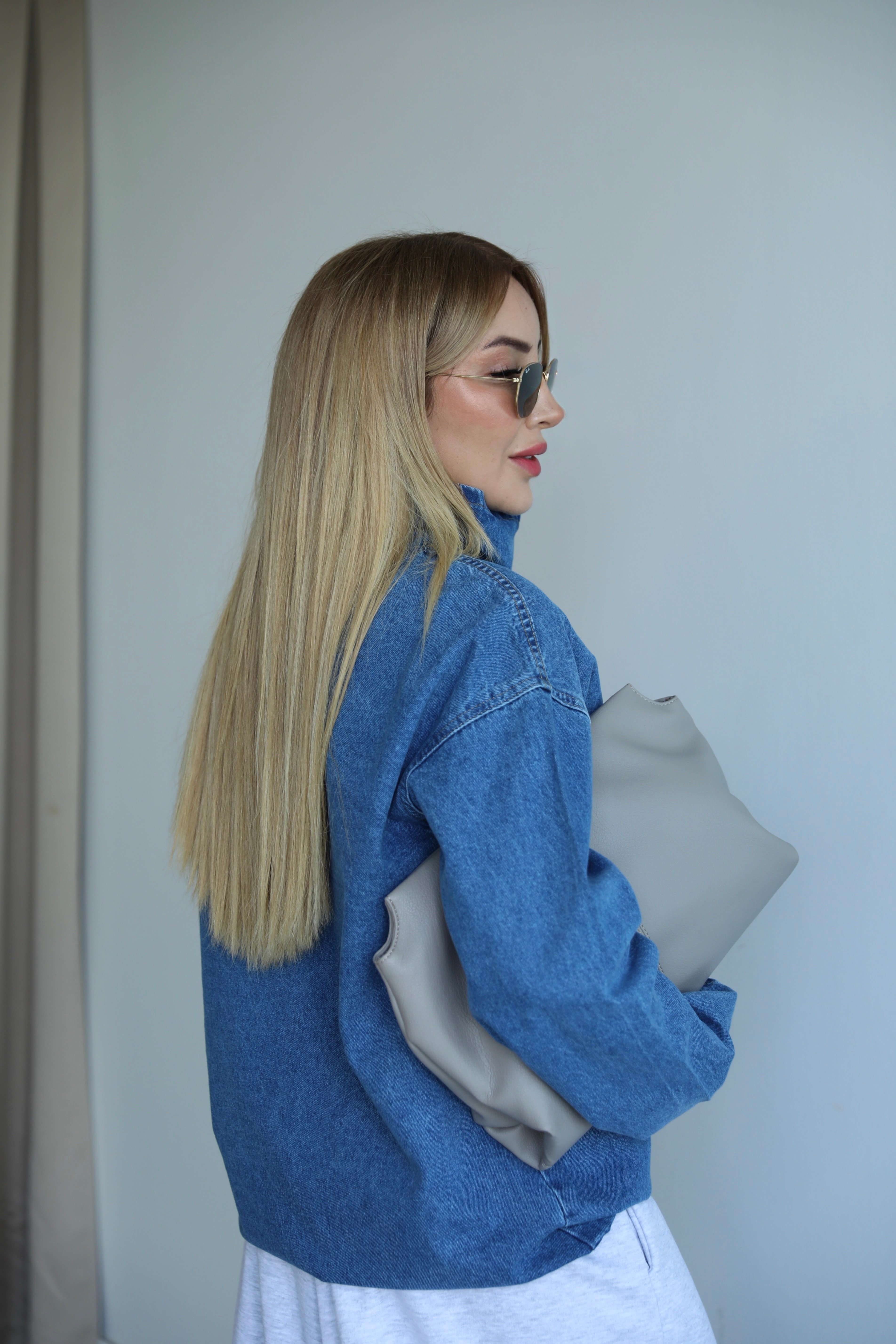 Mavi Balıkçı Denim Cepli Sweat