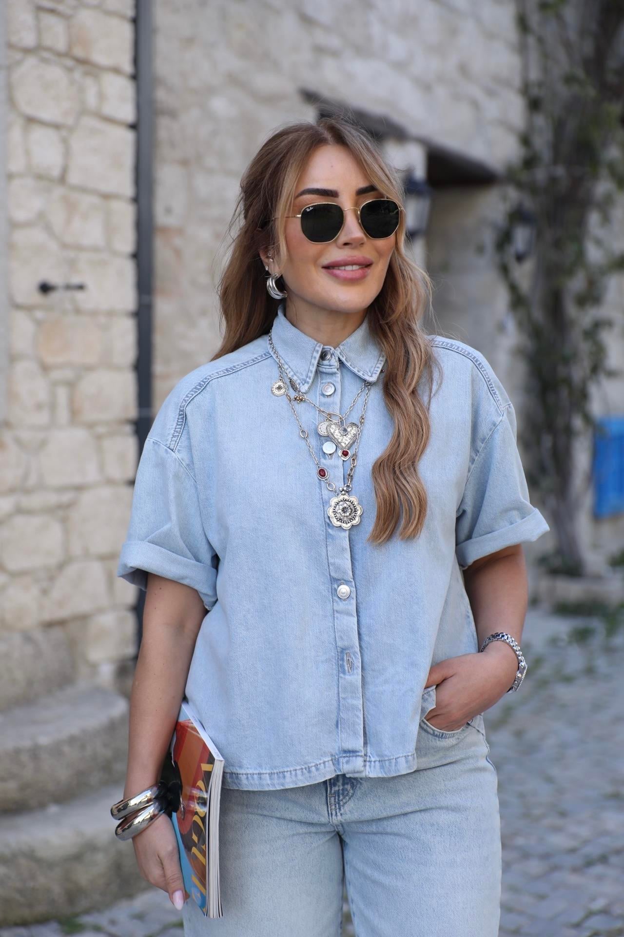 Mavi Denim Kısa Kollu Gömlek