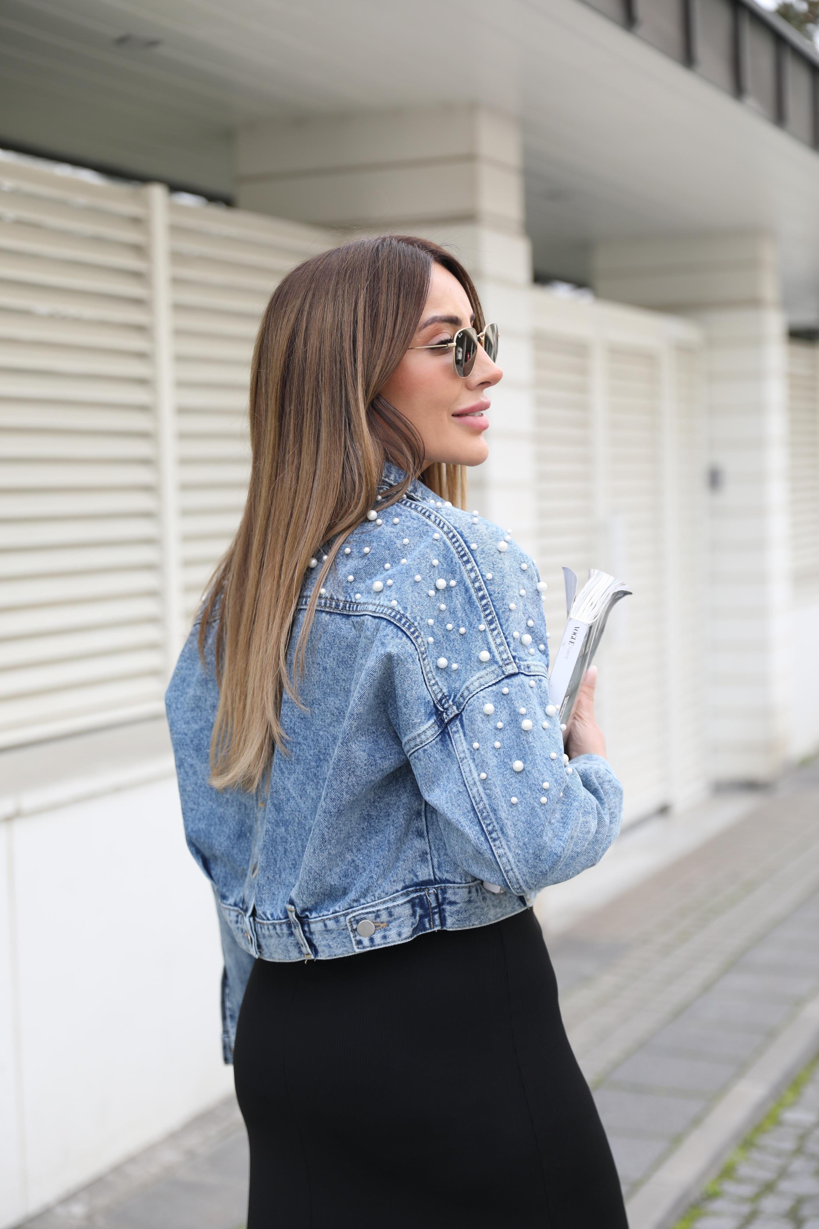 Mavi İncili Denim Ceket
