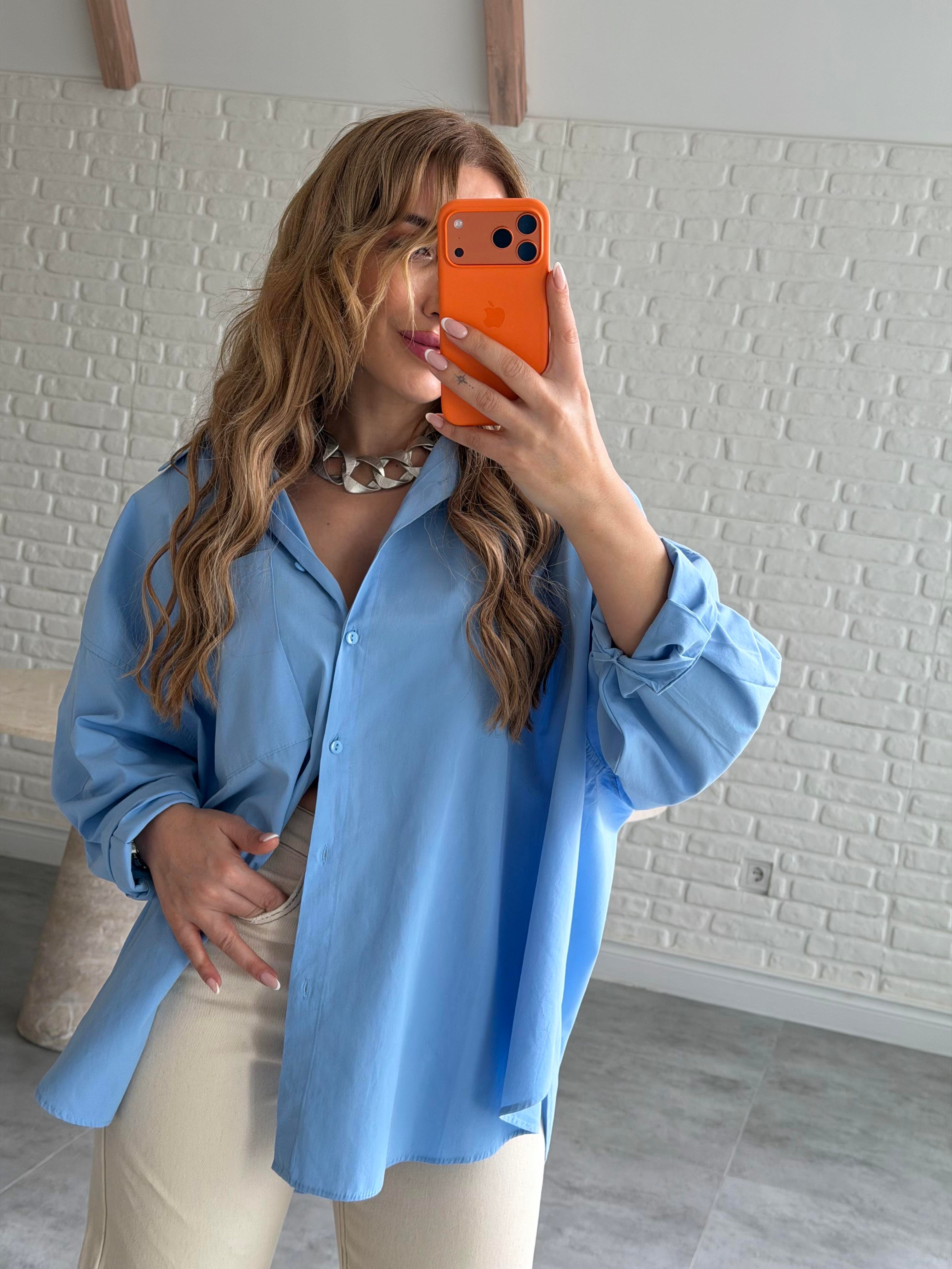 Mavi Oversize Gömlek