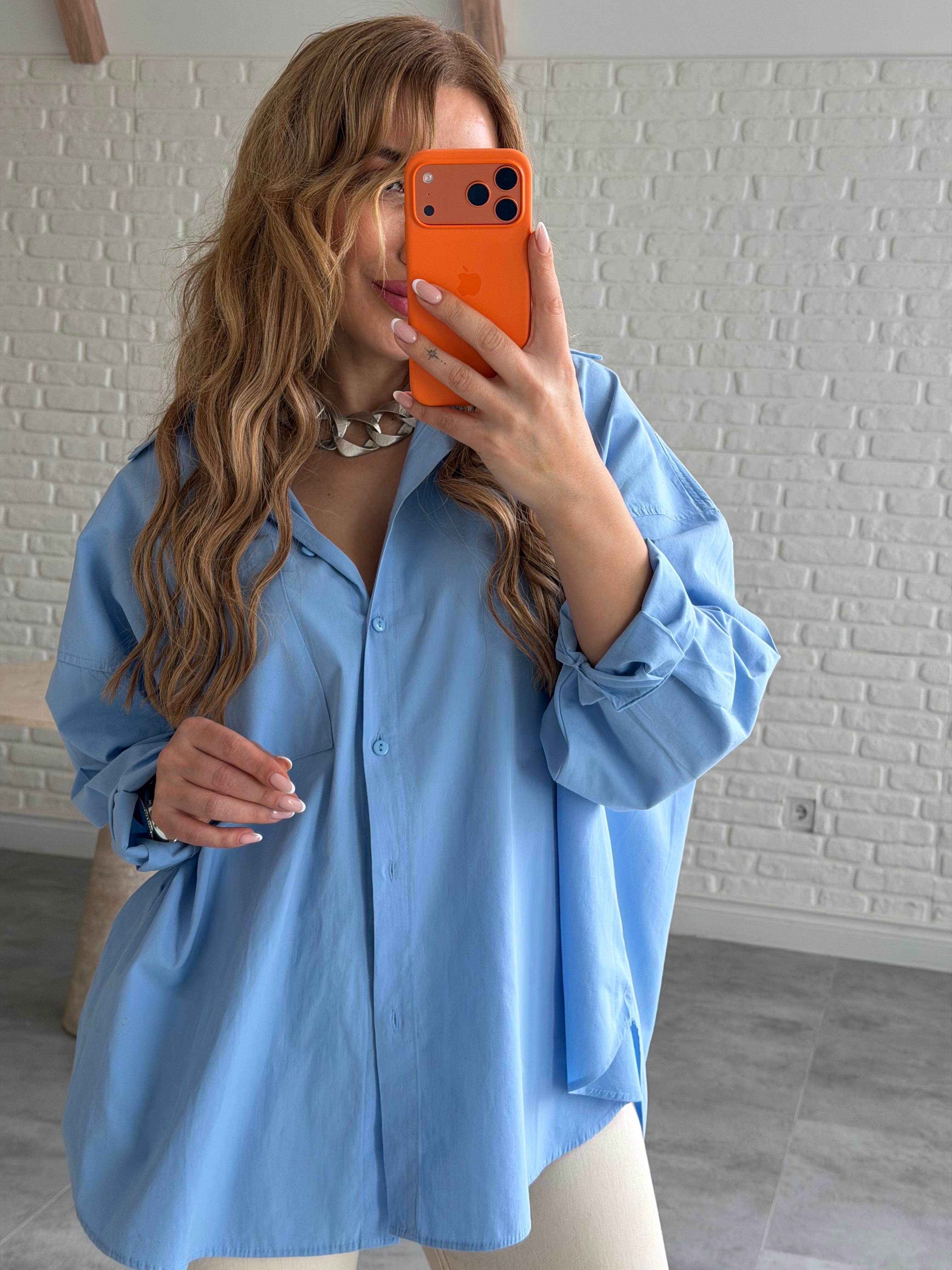 Mavi Oversize Gömlek