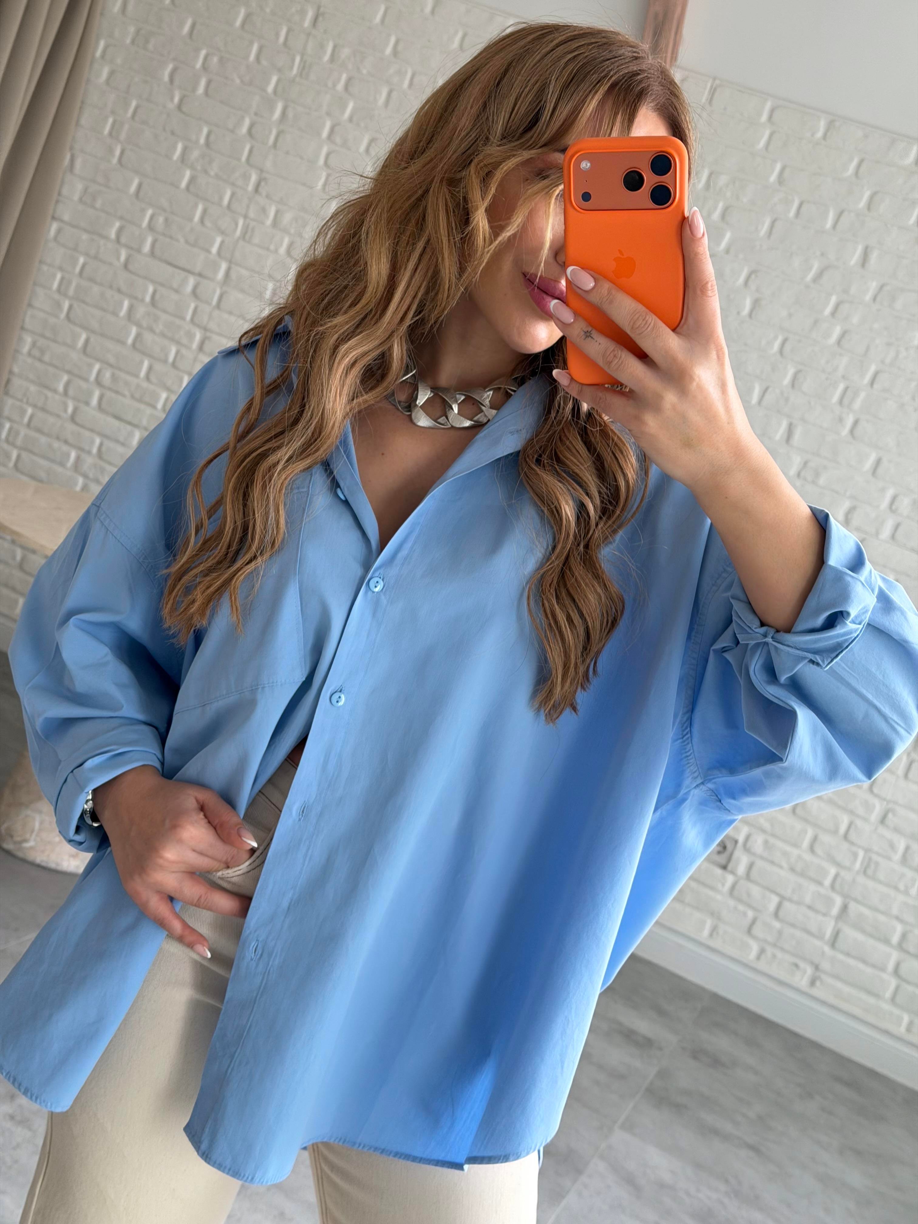 Mavi Oversize Gömlek