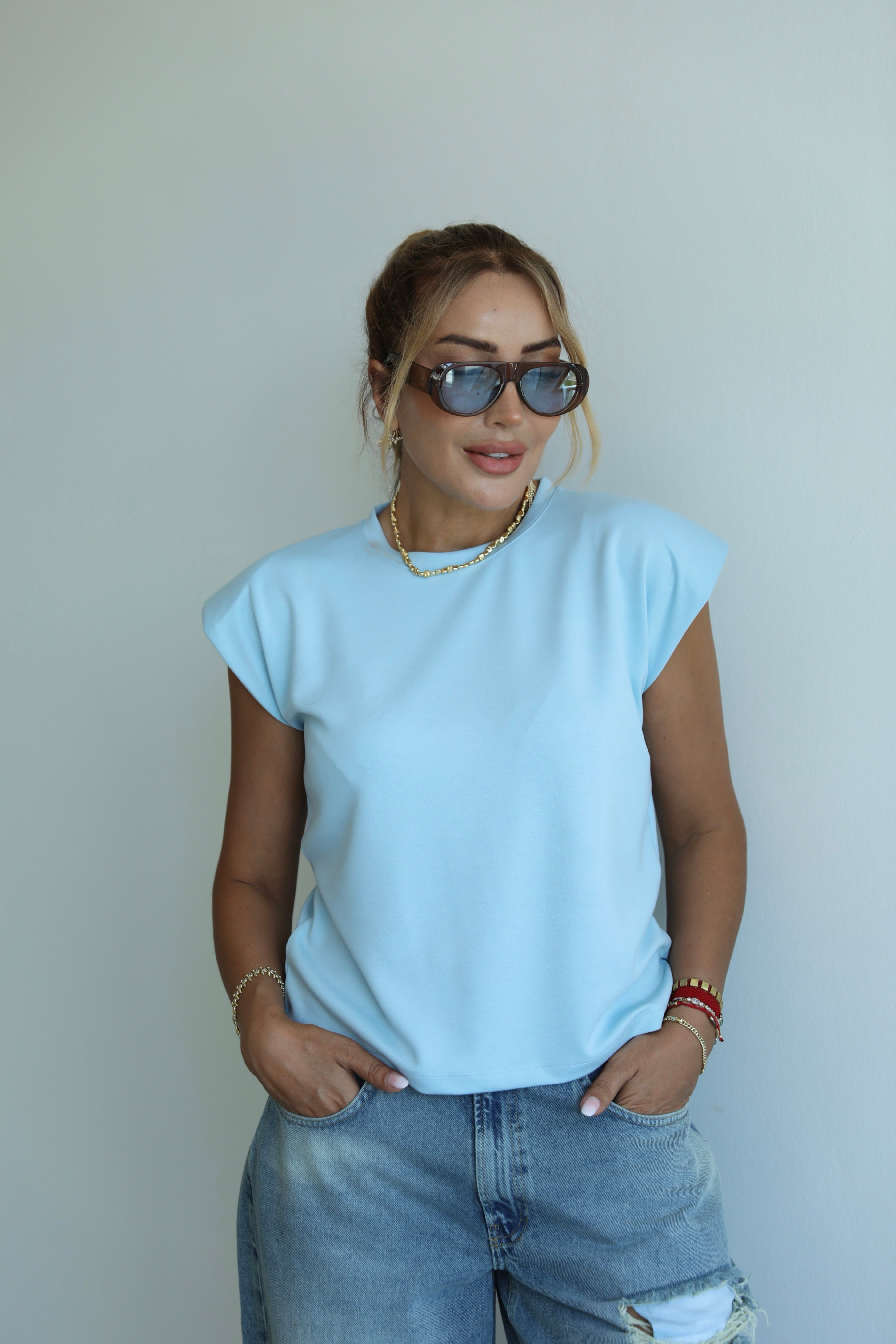 Mavi Vatkalı Modal Basic T-shirt 