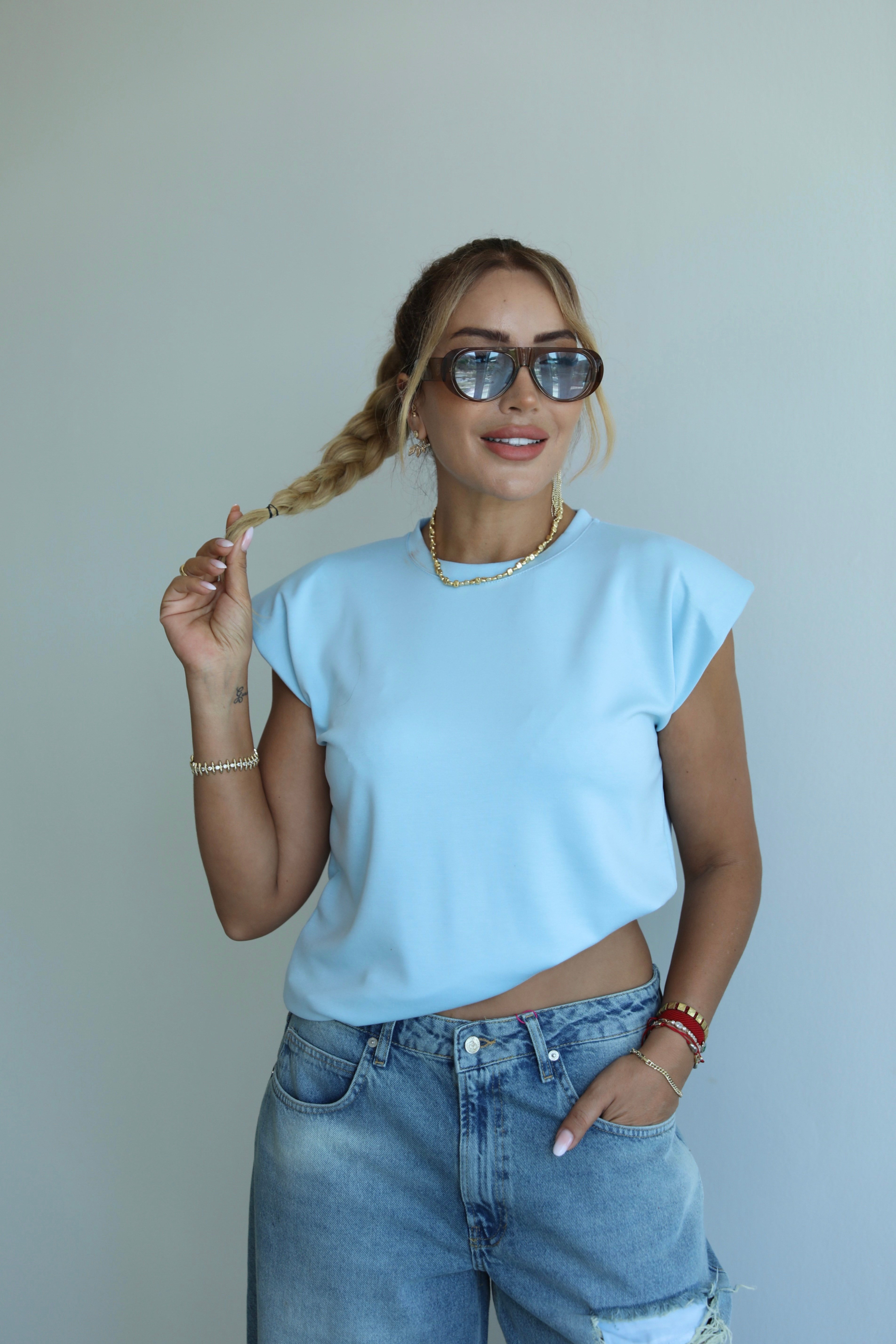 Mavi Vatkalı Modal Basic T-shirt 