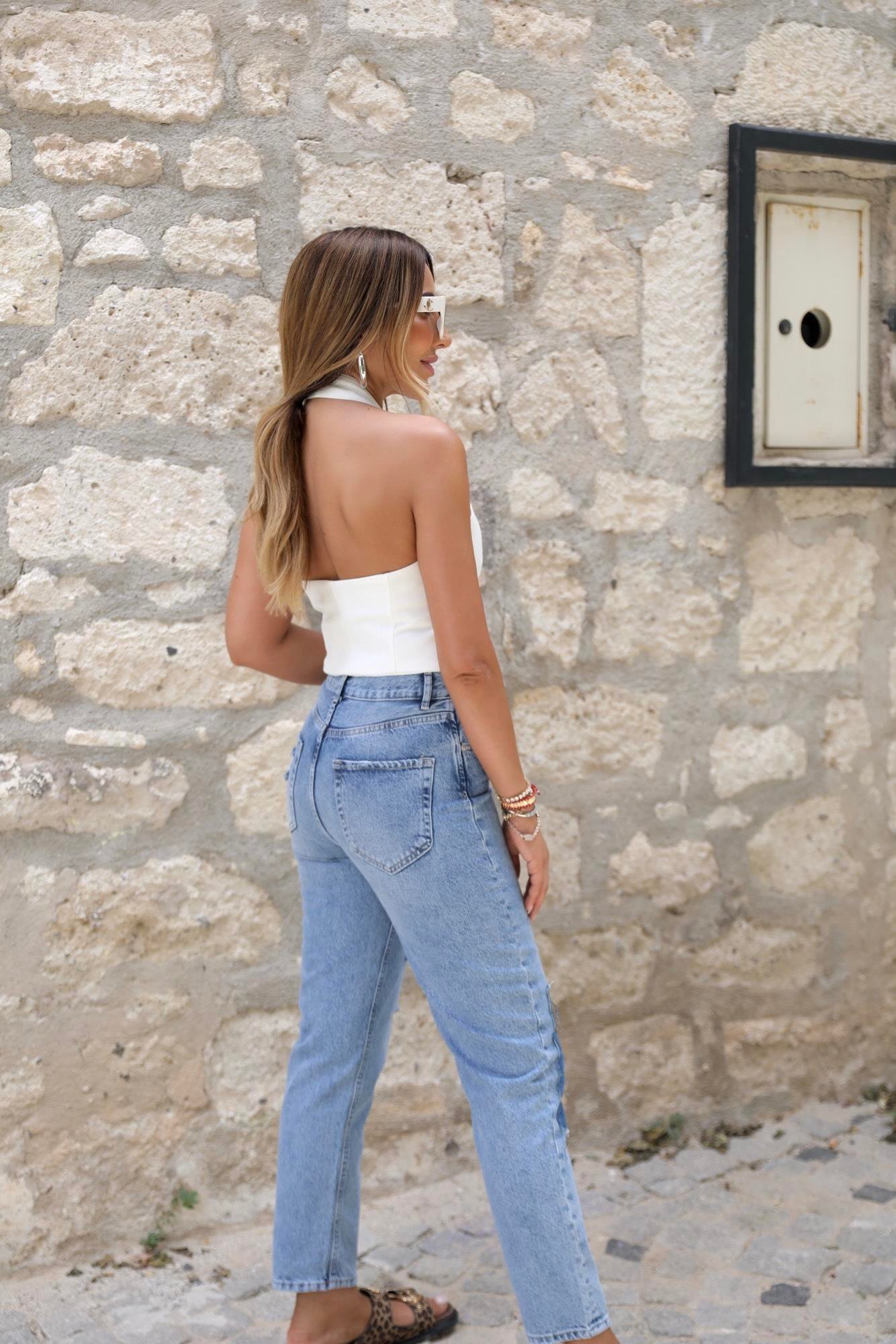 Mavi Yama Detaylı Denim