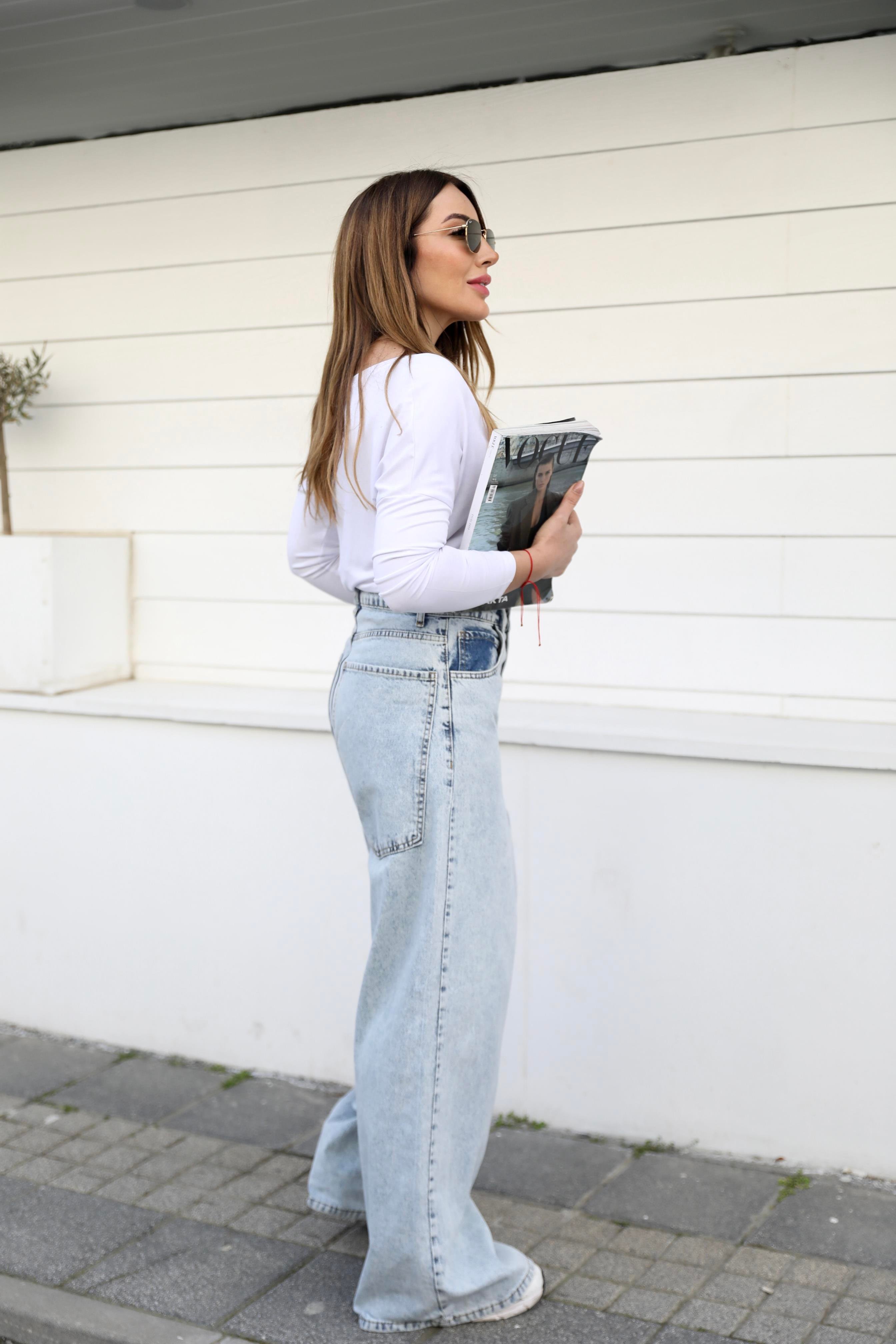 Mavi Yıkamalı Palazzo Denim
