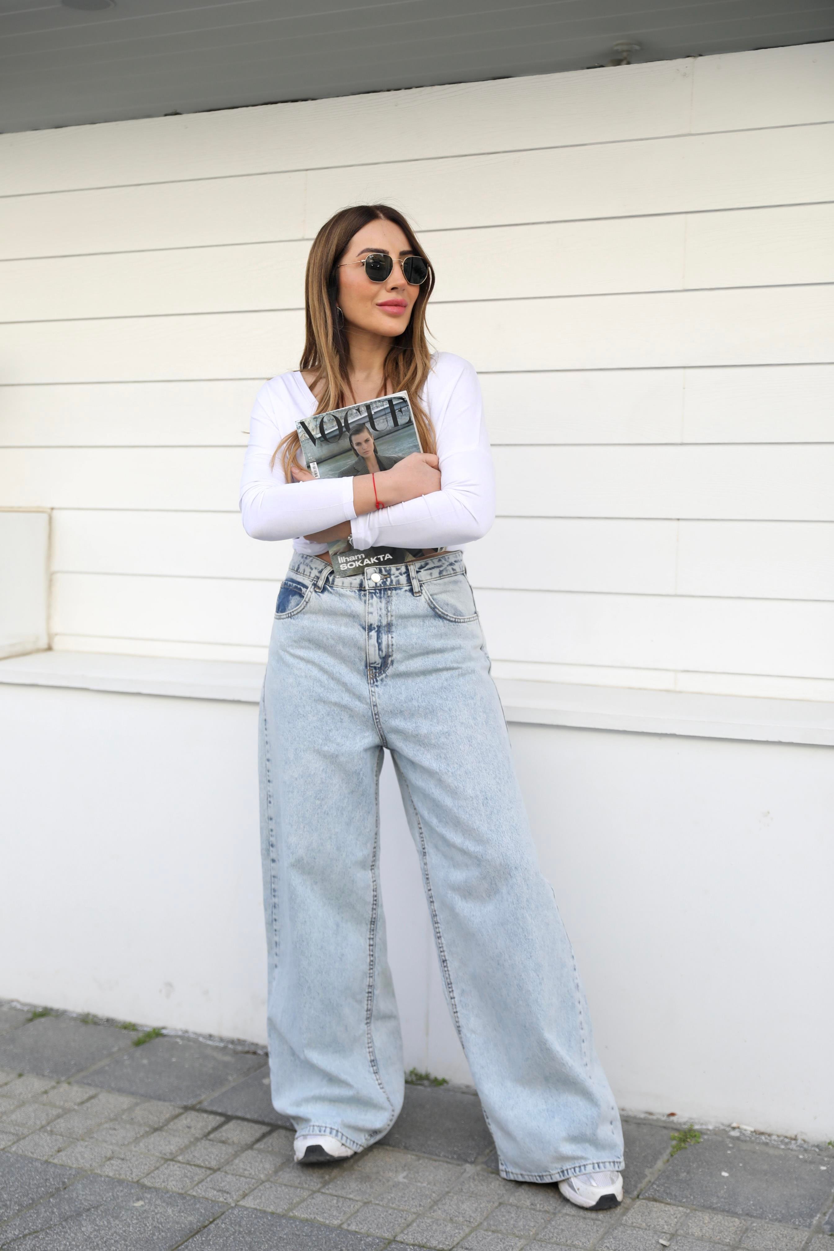 Mavi Yıkamalı Palazzo Denim