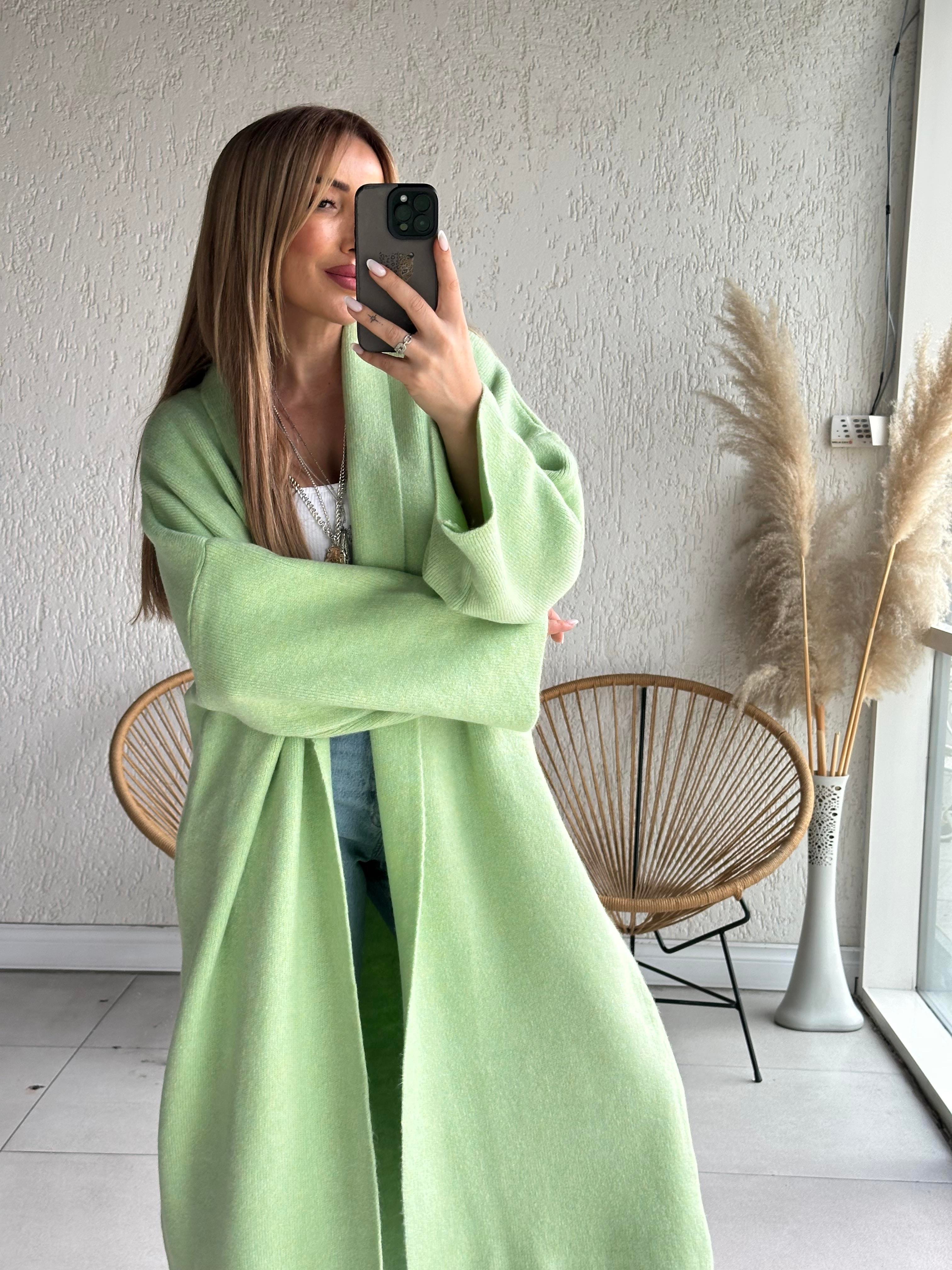 Mint Yeşili Uzun Hırka
