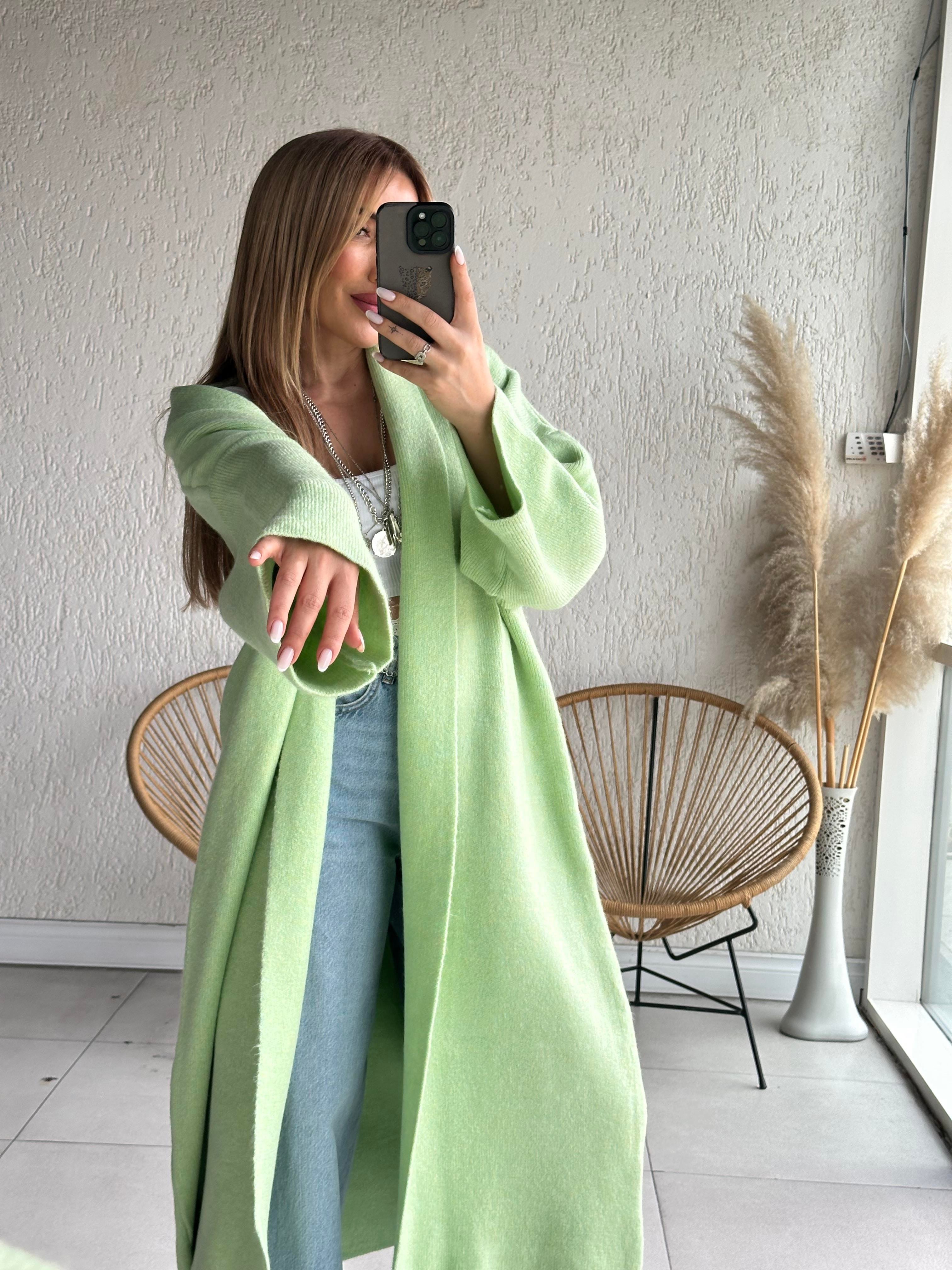 Mint Yeşili Uzun Hırka