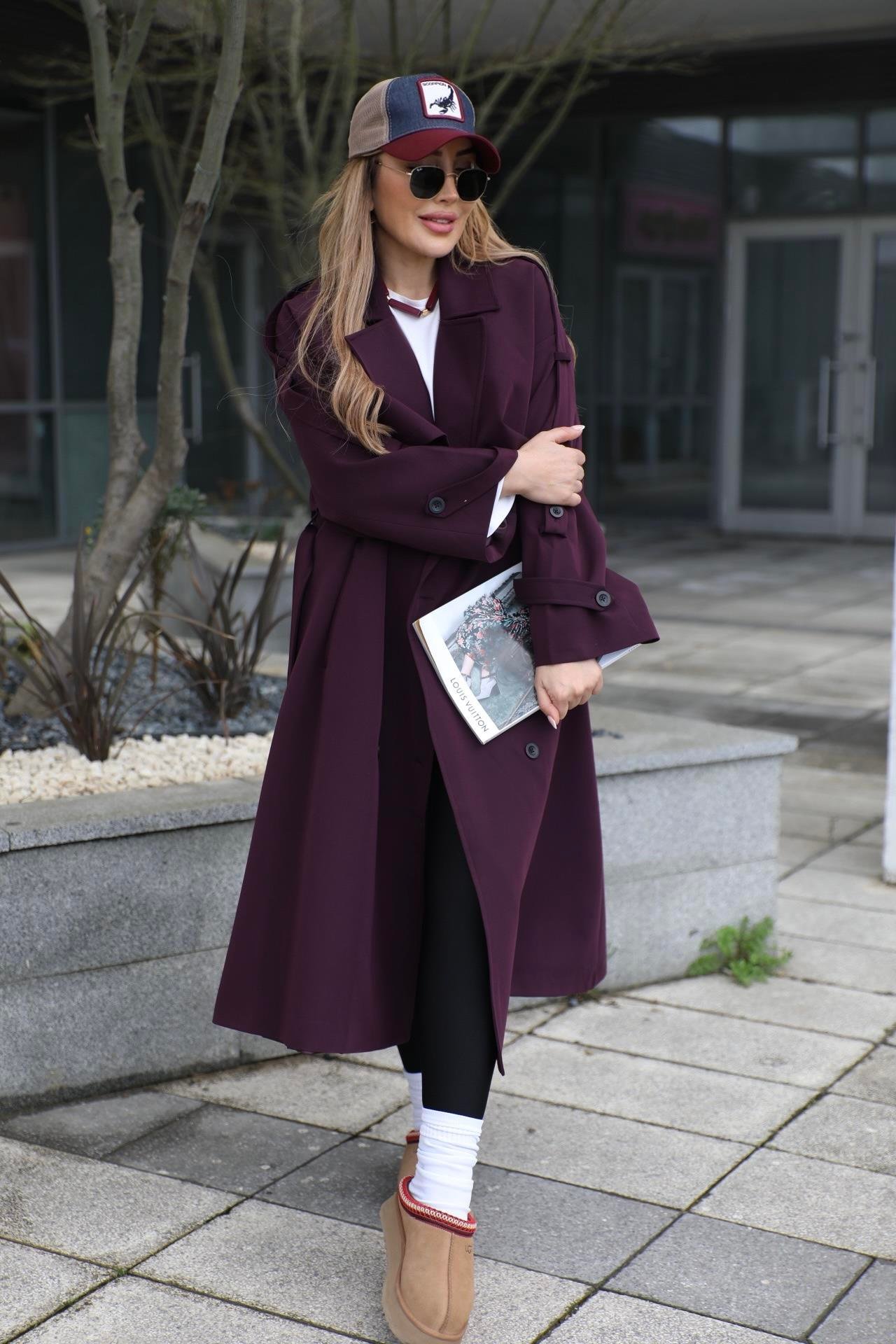 Mürdüm Oversize Premium Trenç