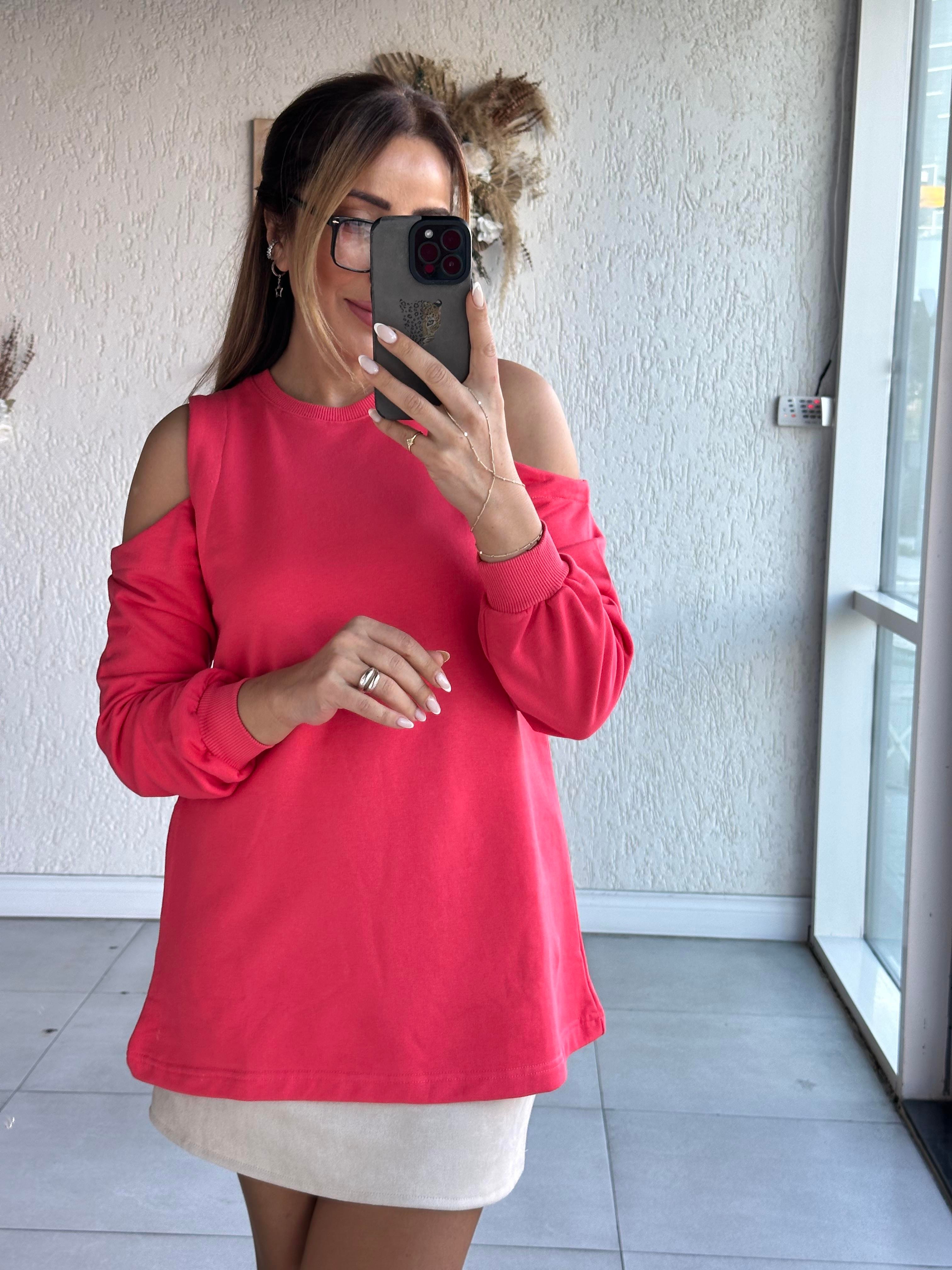 Narçiçeği Omuz Dekolteli Sweat