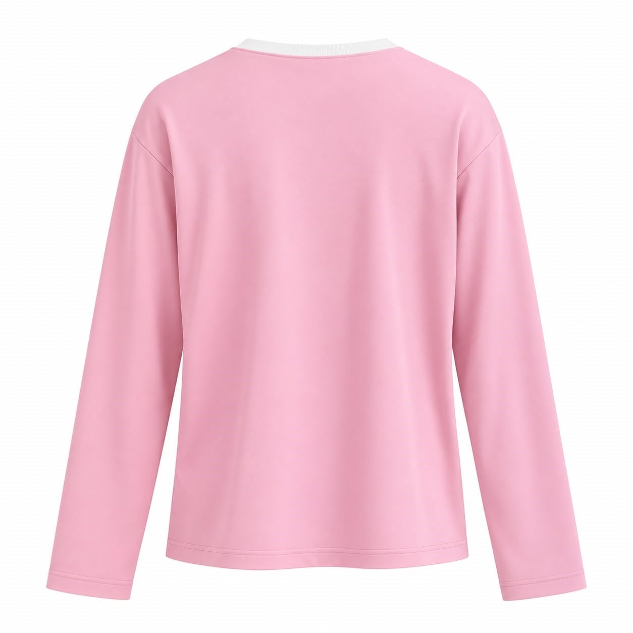 Pembe Beyaz Biyeli Basic T-shirt