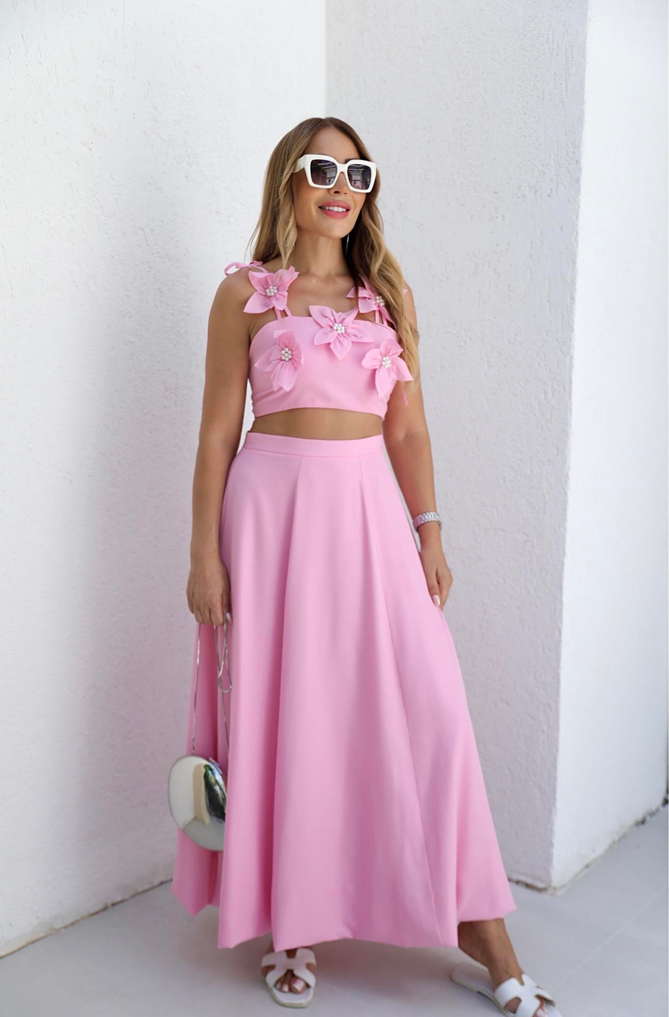Pembe Çiçekli Tasarım Takım 