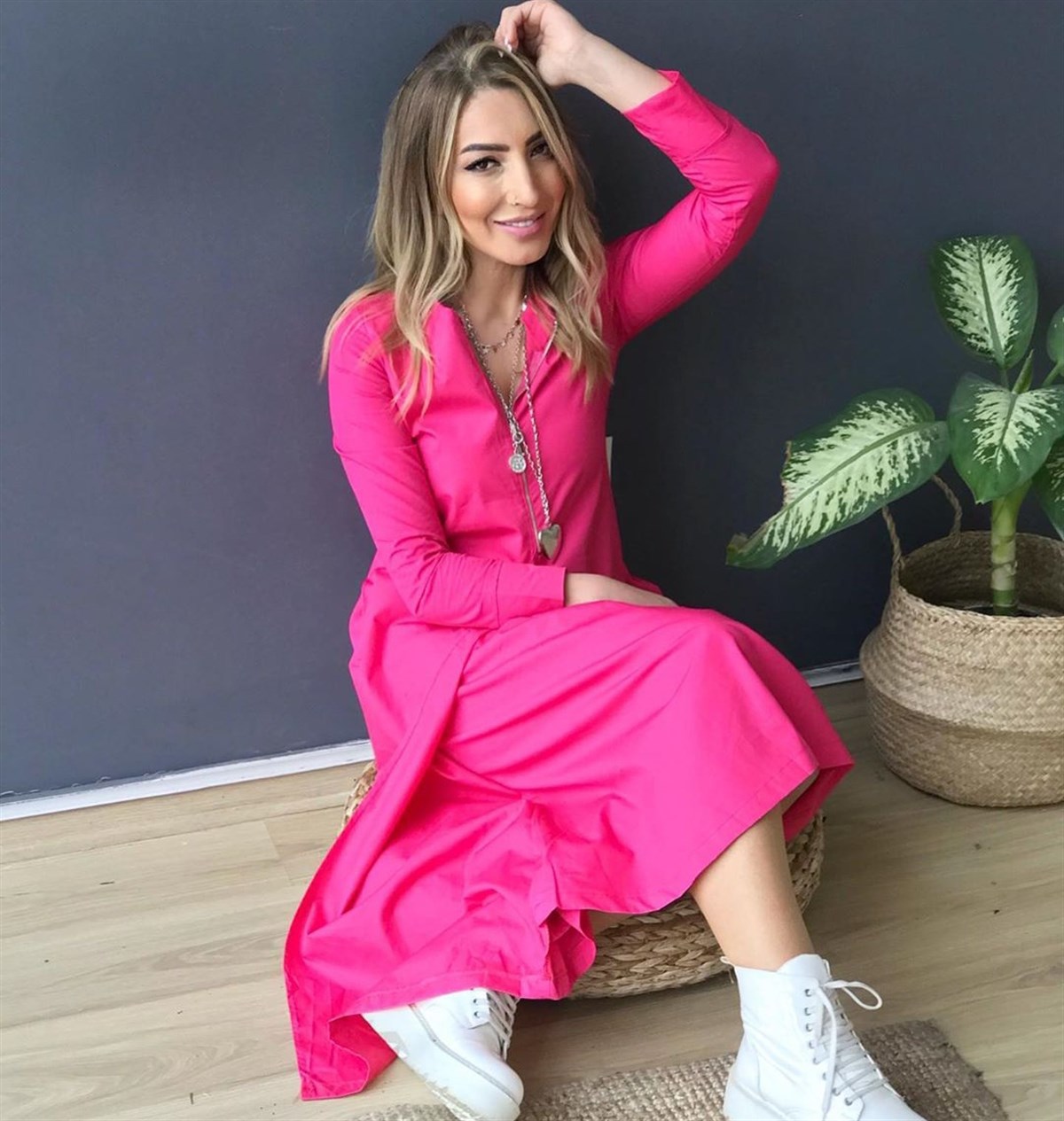 Pembe Cos Elbise