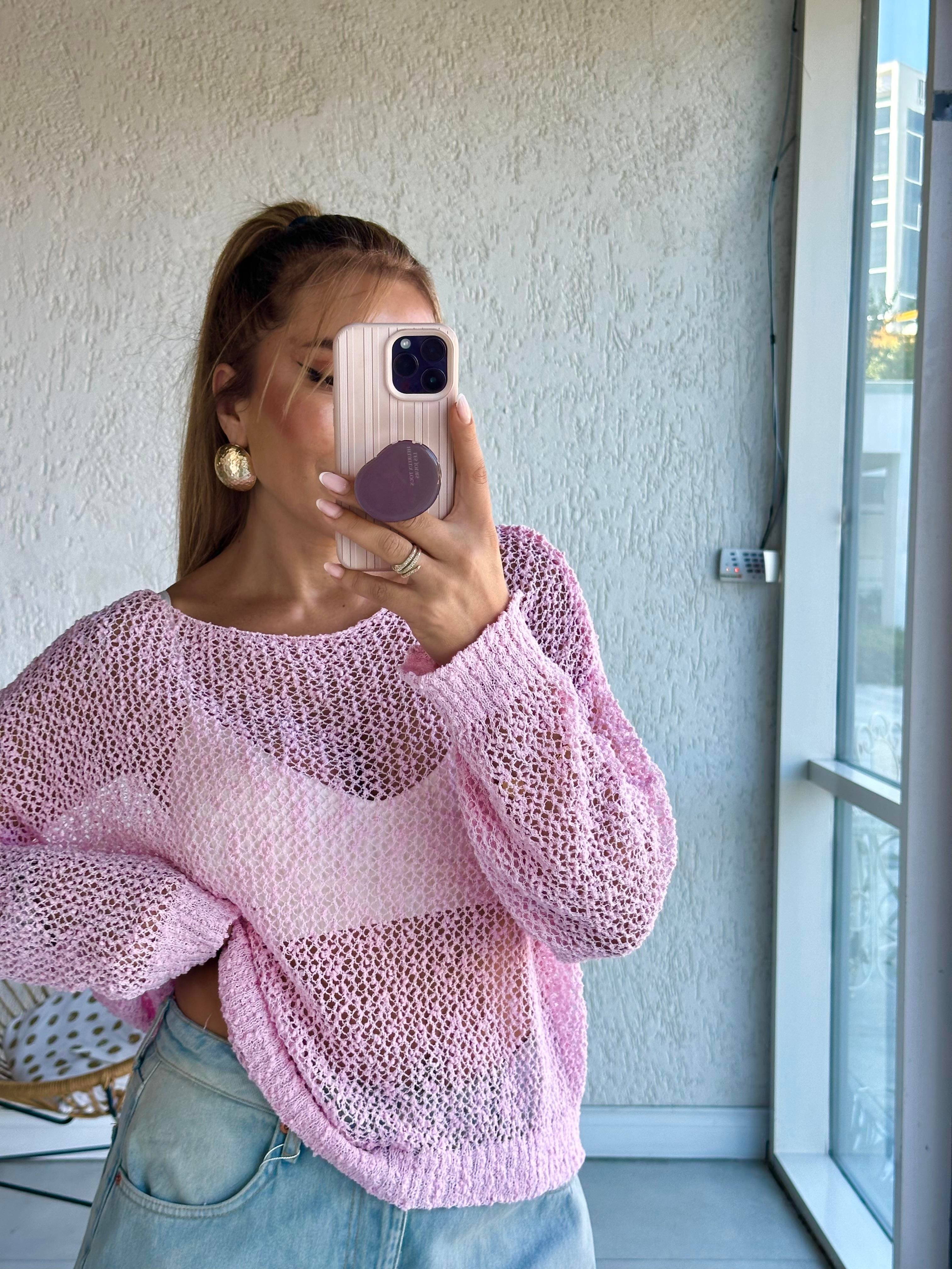 Pembe Merserize Triko Bluz