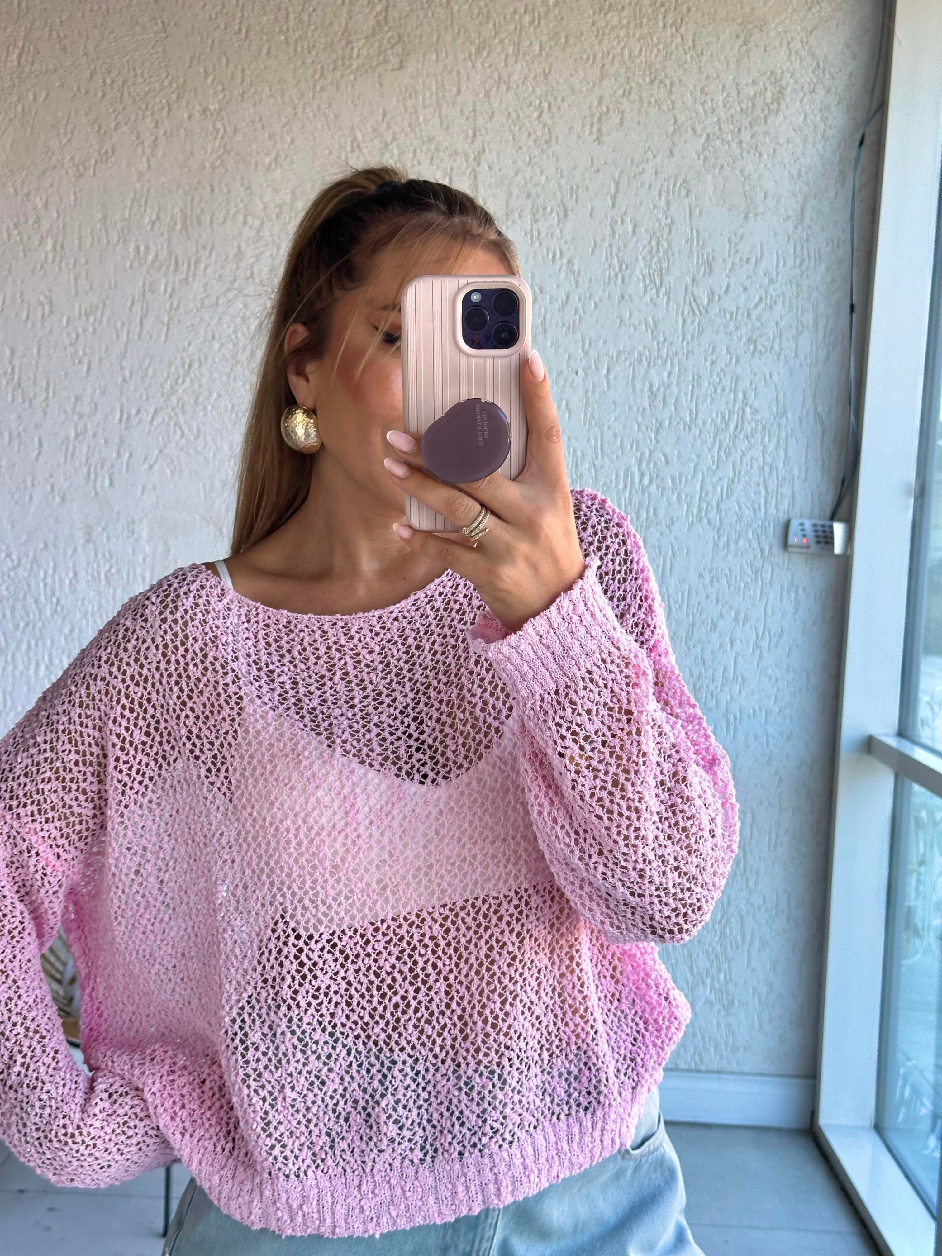 Pembe Merserize Triko Bluz