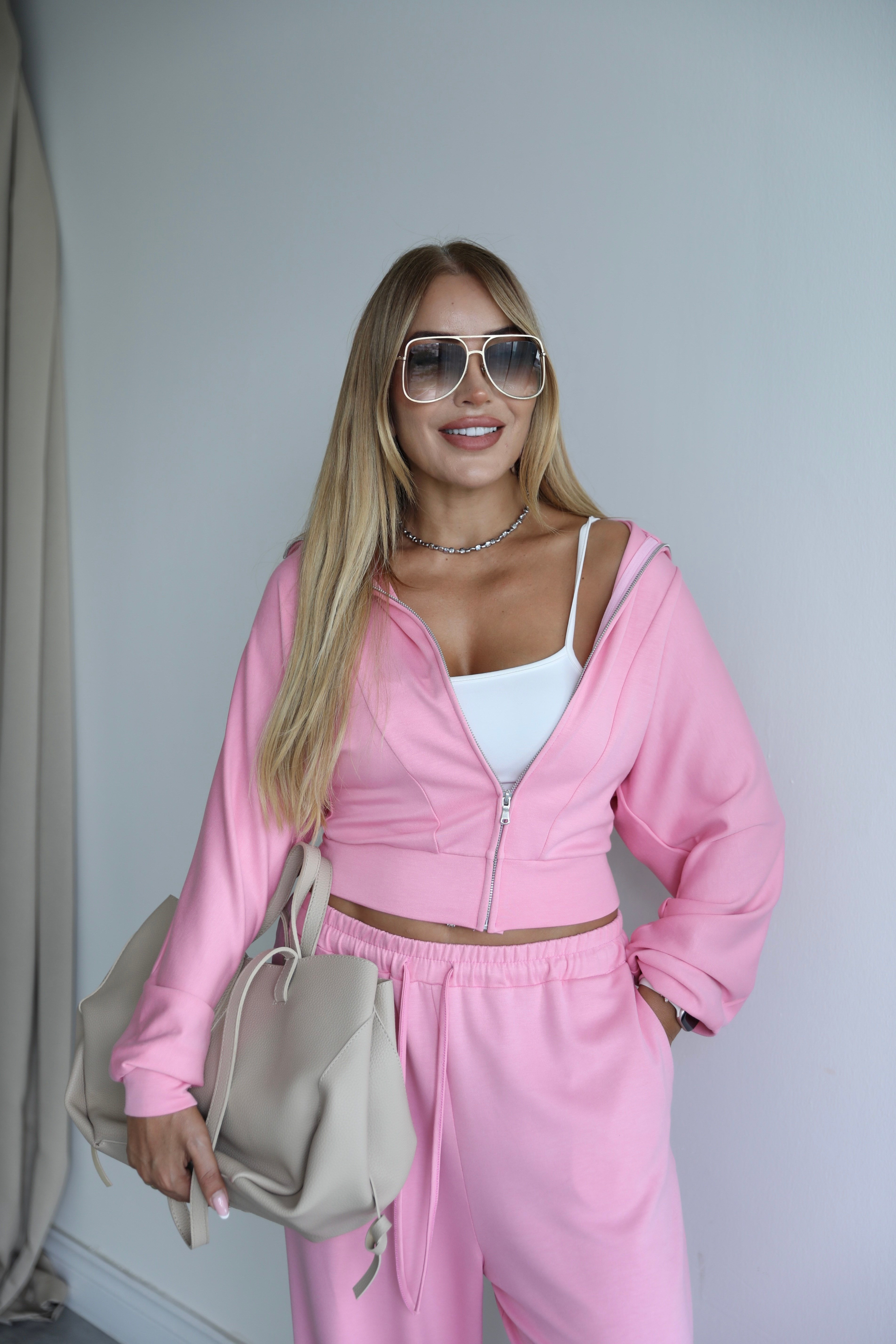 Pembe Modal Ceket Eşofman Takım