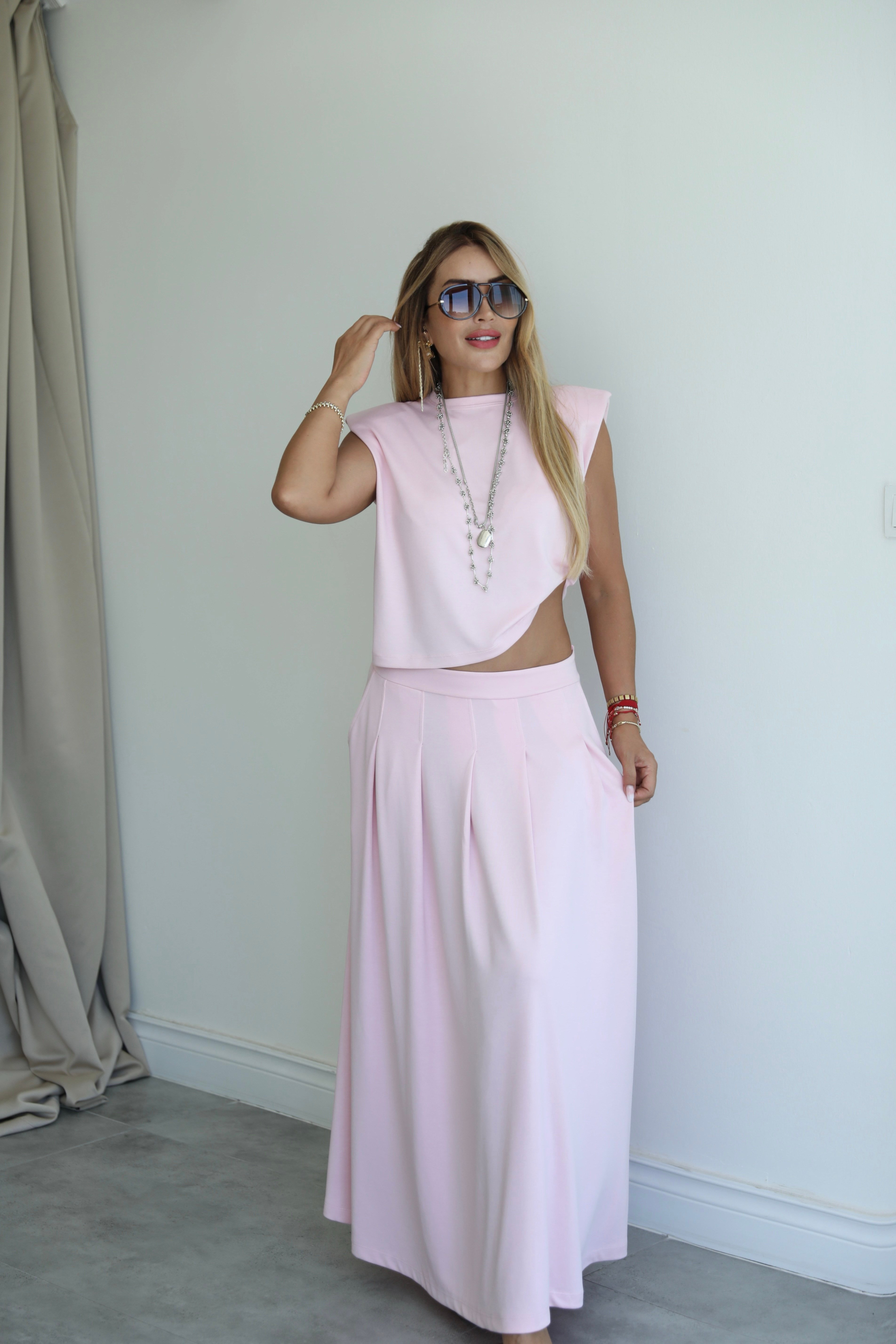 Pembe Modal Etek Bluz Takım 