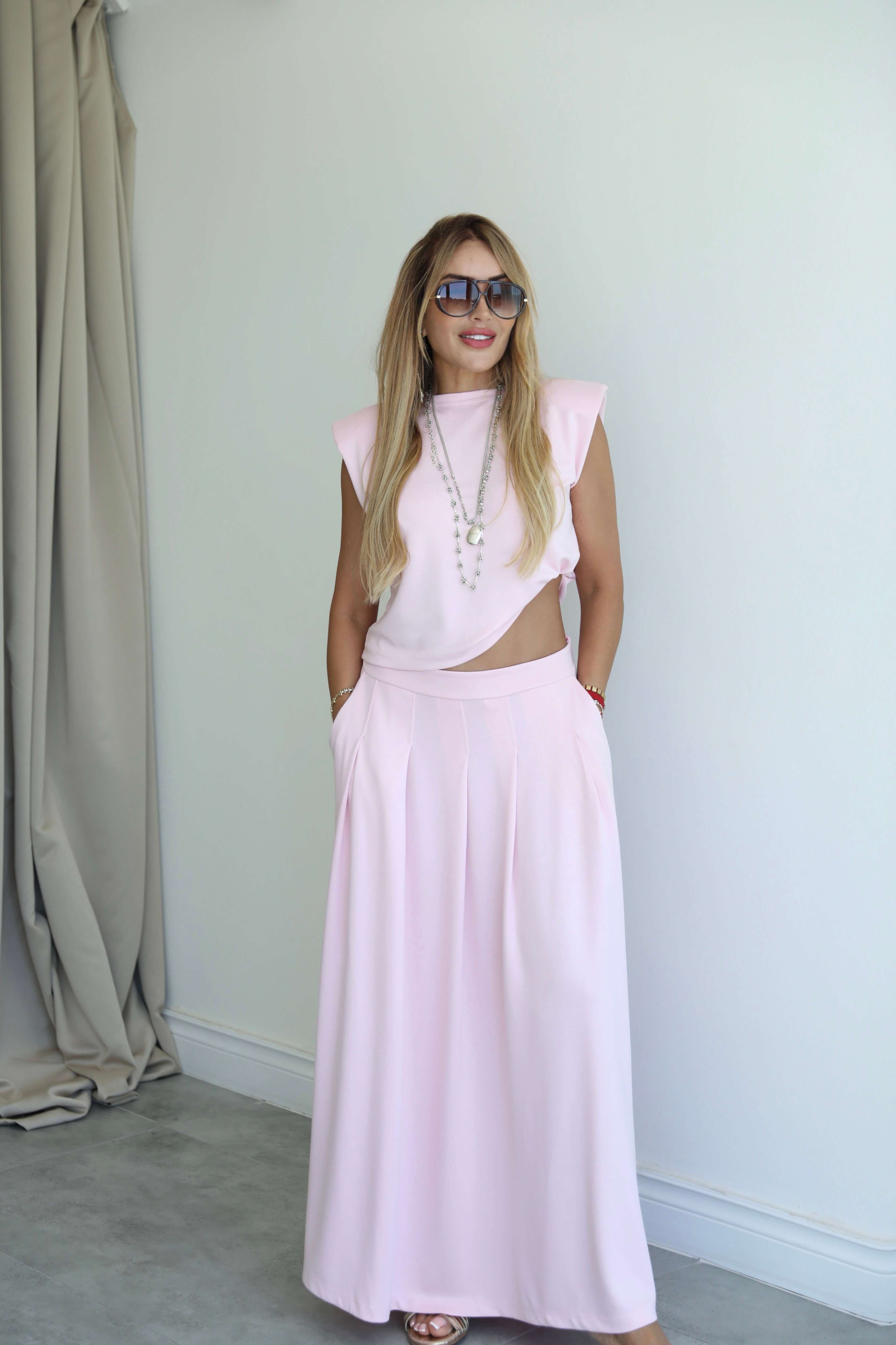 Pembe Modal Etek Bluz Takım 