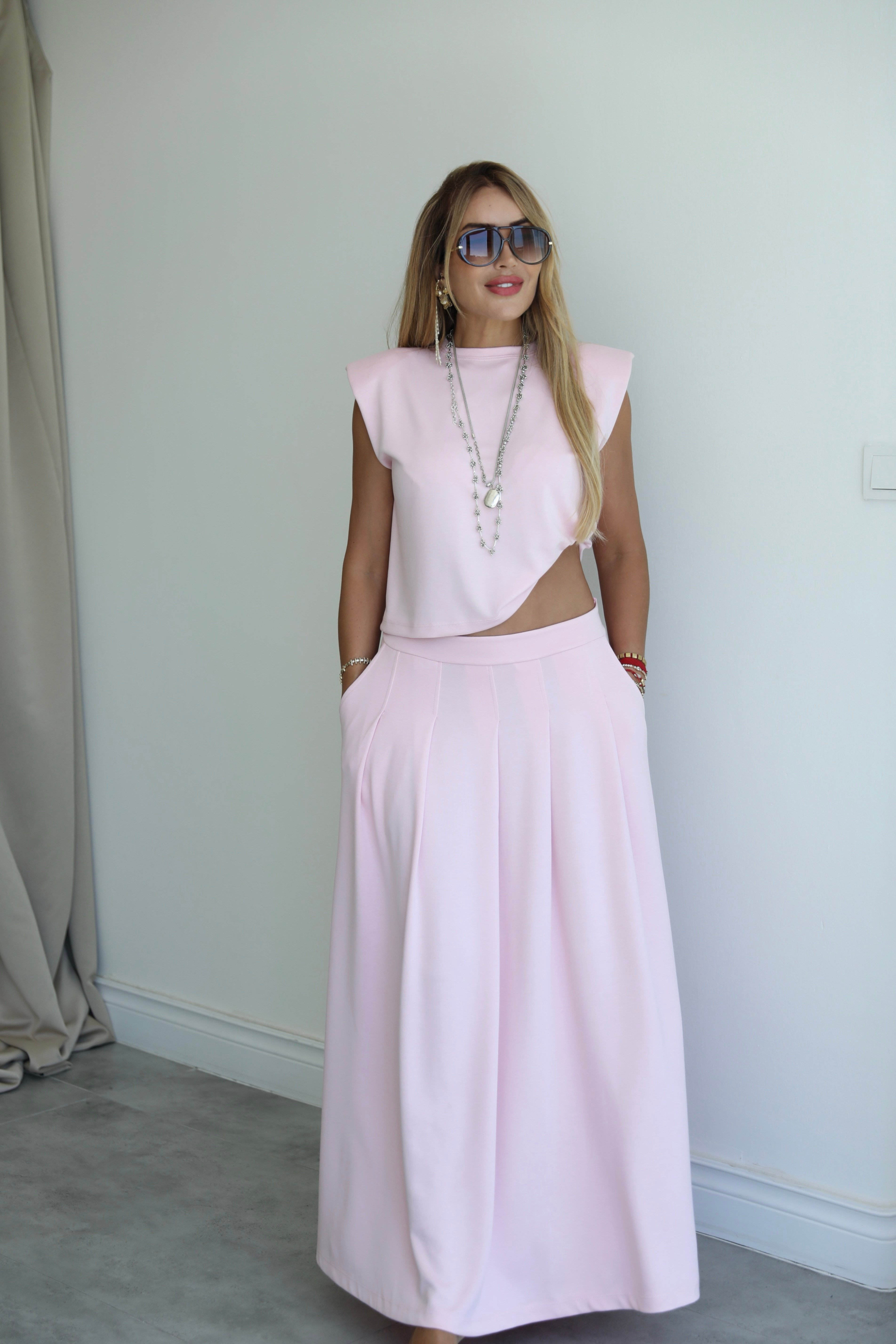 Pembe Modal Etek Bluz Takım 