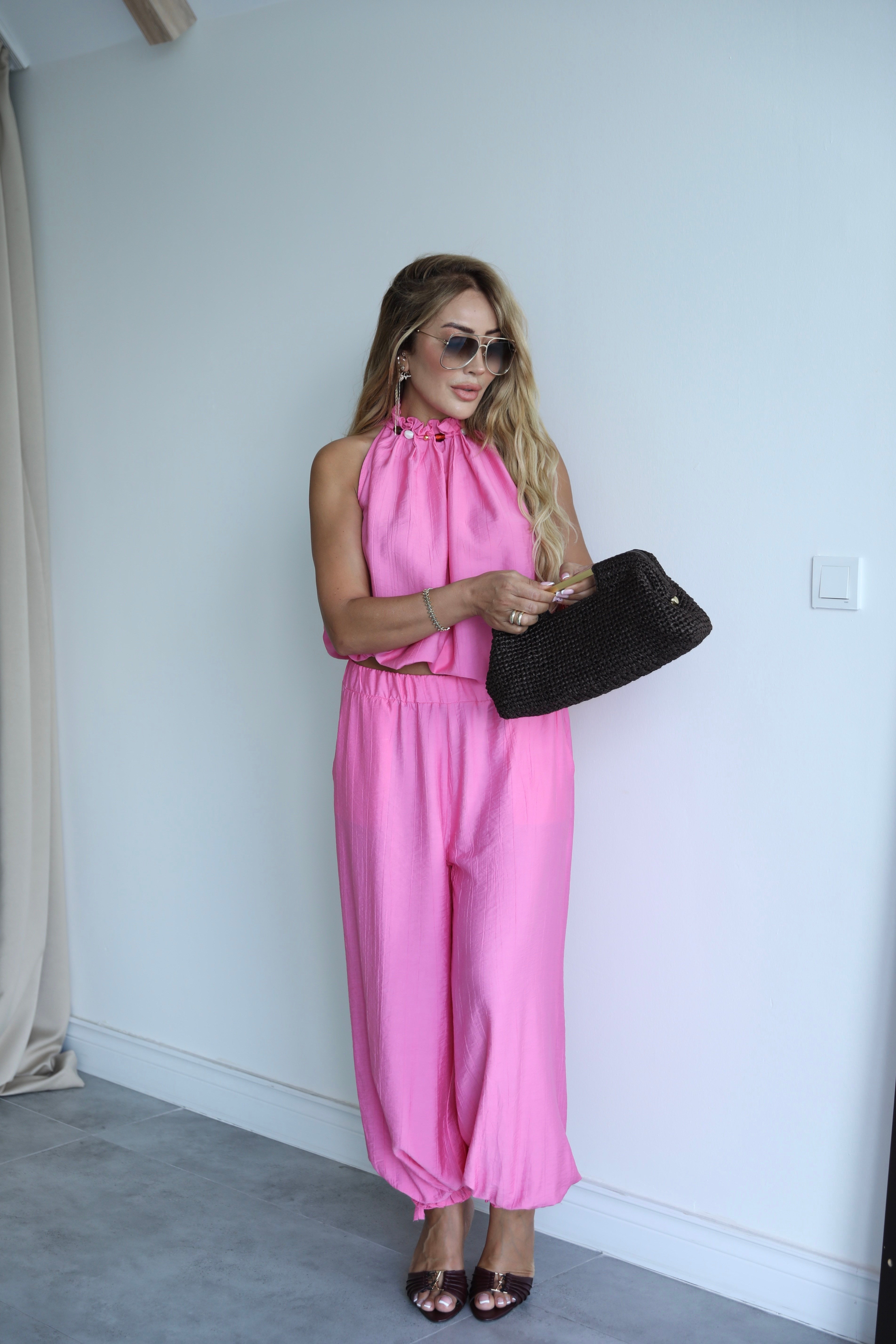 Pembe Şalvar Bluz Takım